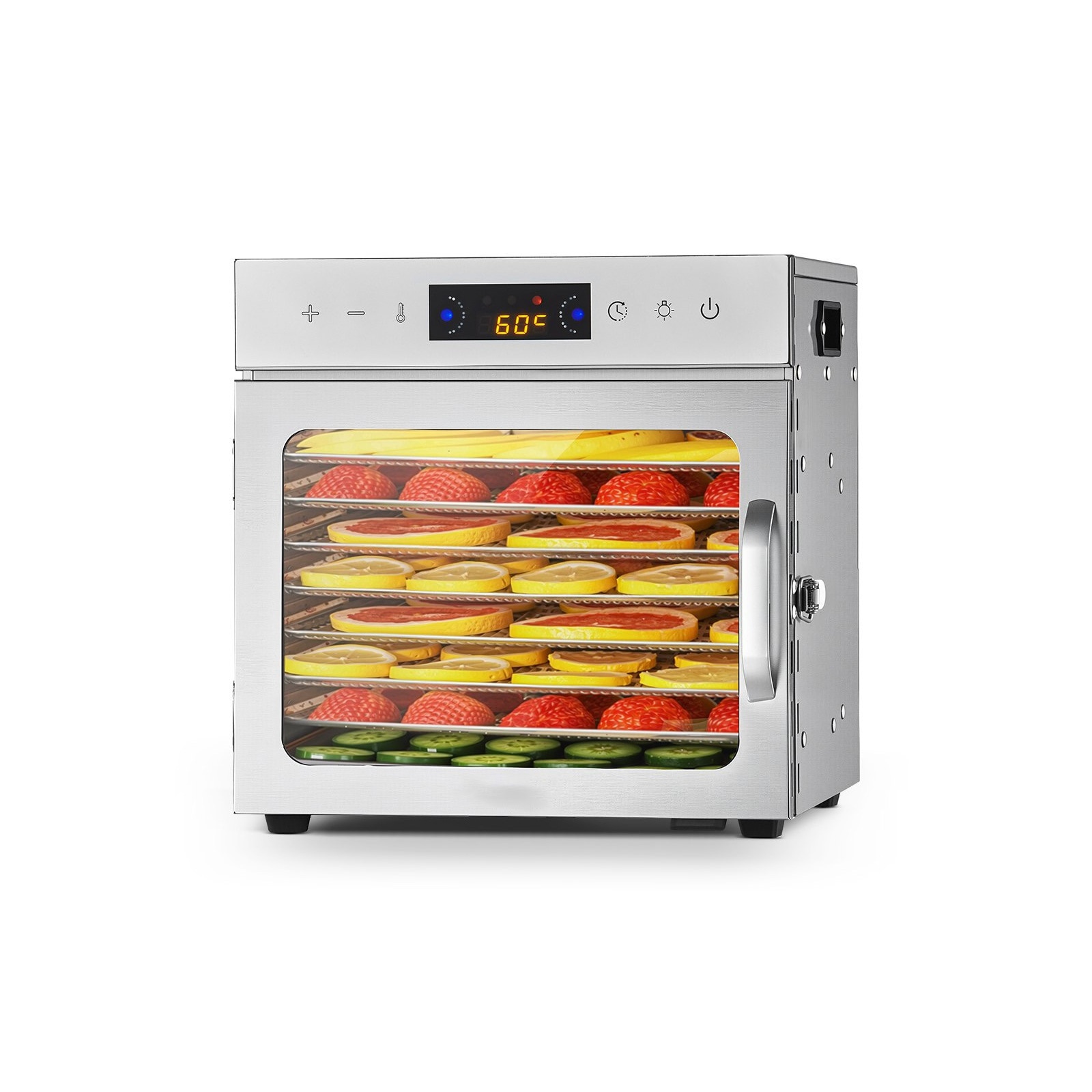 Mecale - Stainless Steel 400W 8-Tray Food Dehydrator with Adjustable Temperature and 24-Hour Time...