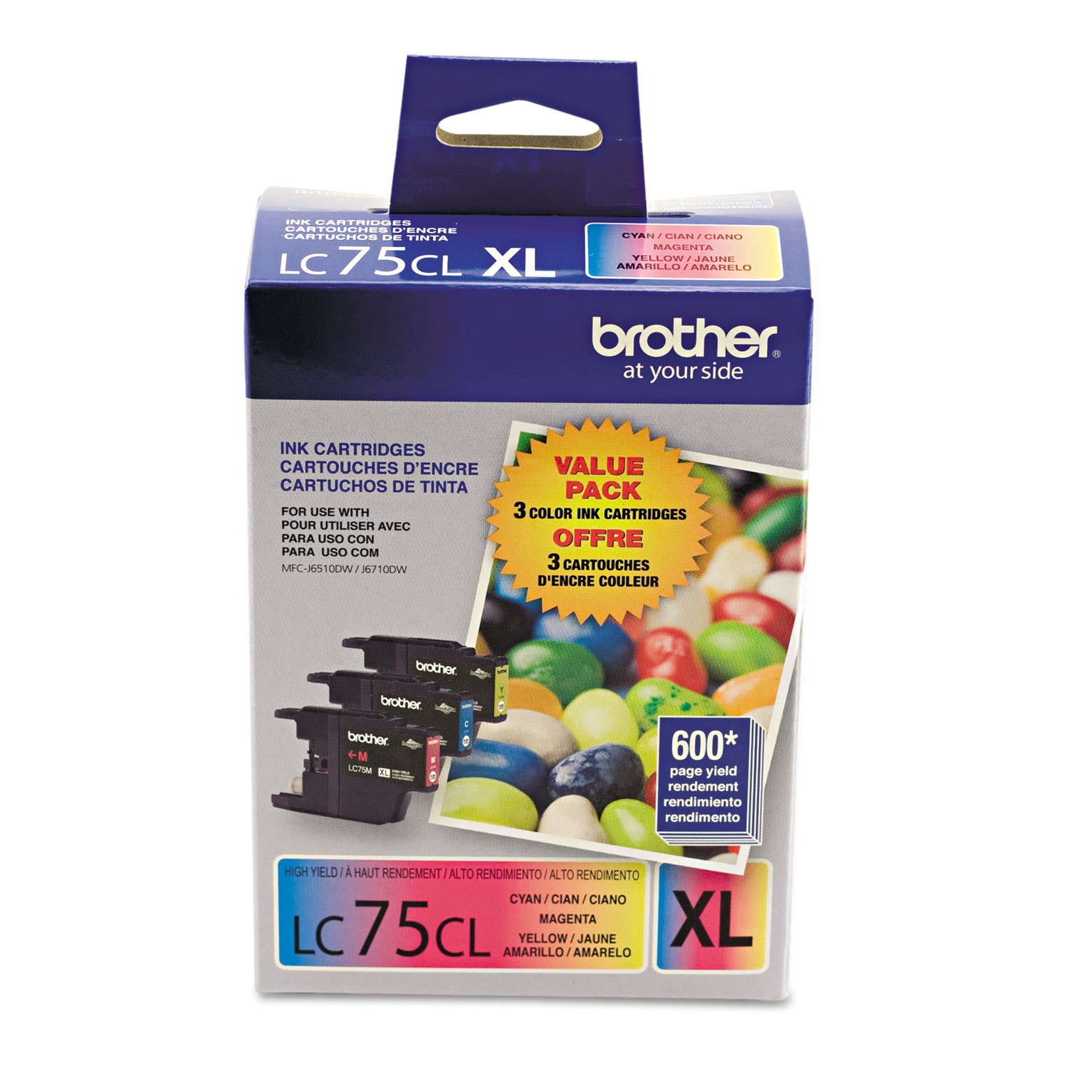 Brother LC753PKS Innobella High-Yield Ink 600 Page-Yield Cyan/Magenta/Yellow #LC753PKS