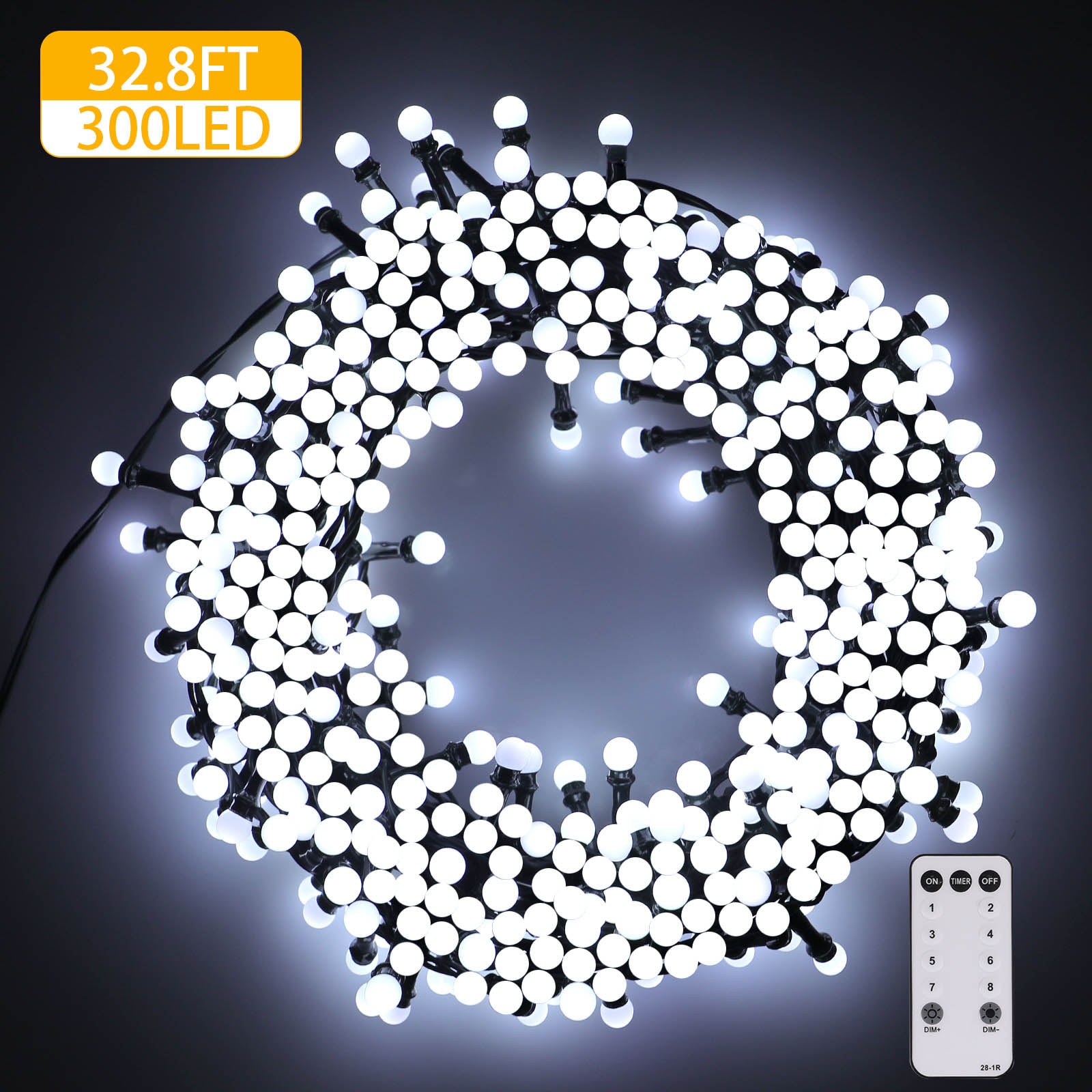 LamQee 300-Count 33-ft Multi-function White LED Plug-In Christmas