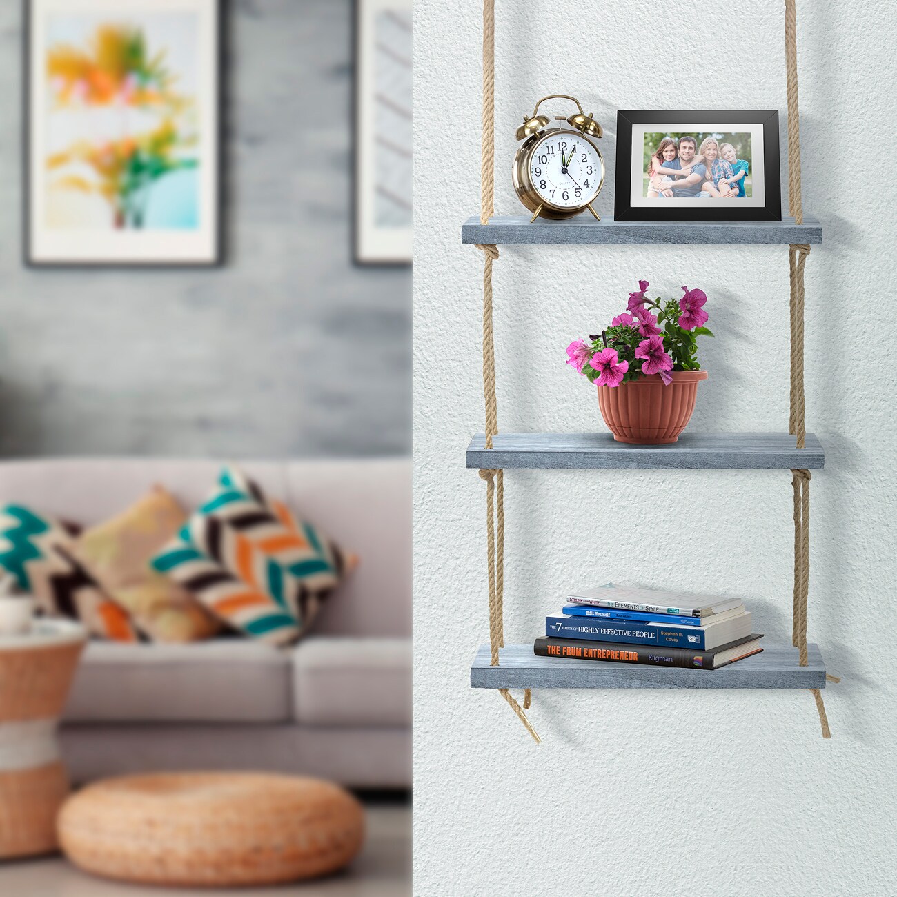 SORBUS WD-HNG3N-GRW Wall-Mounted-Shelving - View #6