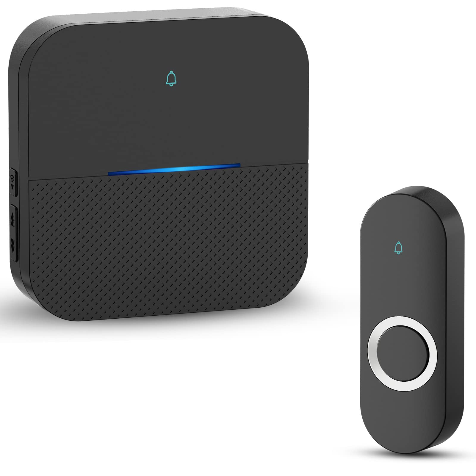 Oyezvary  Wireless Doorbell for Home Waterproof IP55 1000ft Range 58 Chimes 5 Volume Levels LED Flash Black Easy Setup 1 Piece