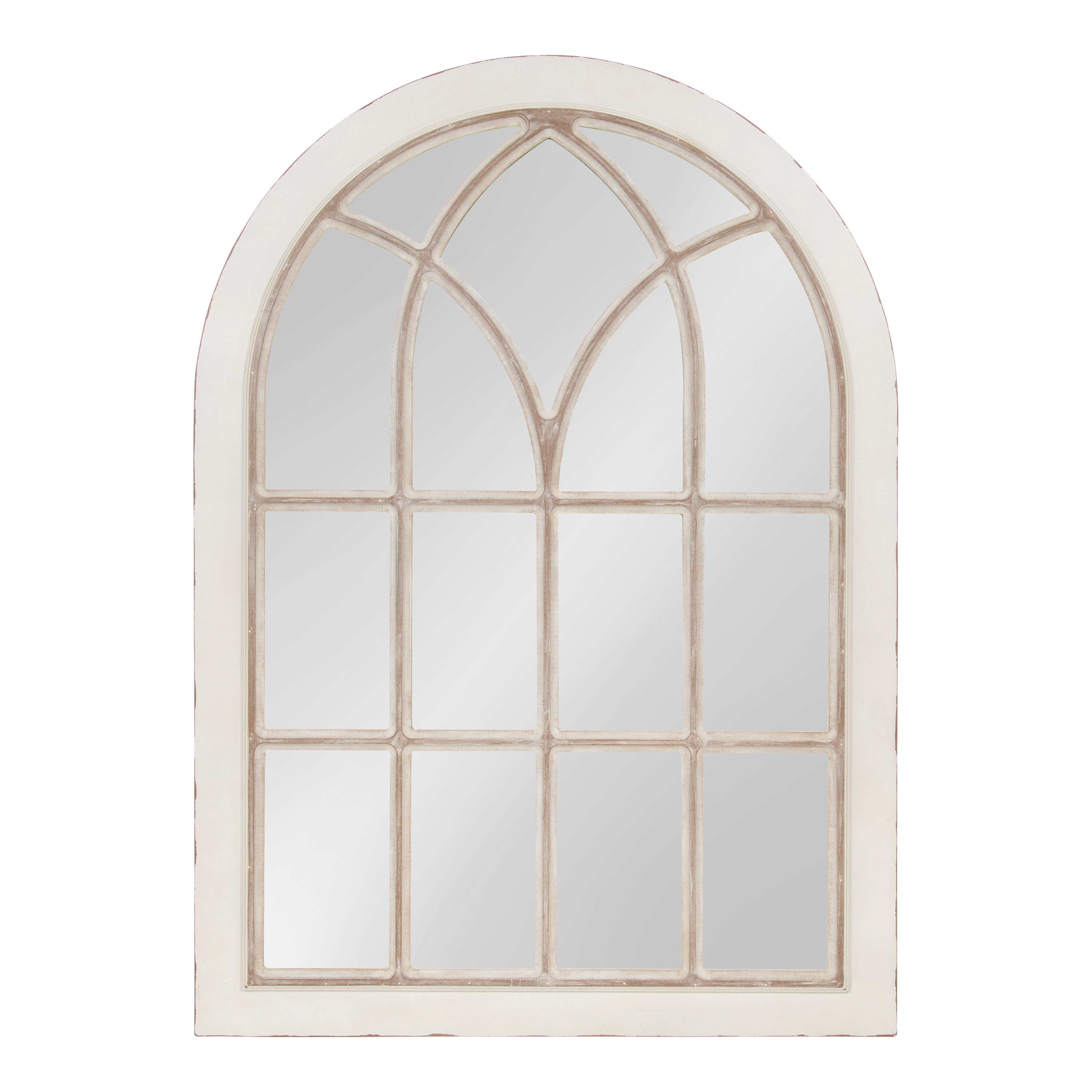 Kate and Laurel 214378 Nikoletta 31-in W x 43.67-in H Arch White/natural Framed Wall Mirror