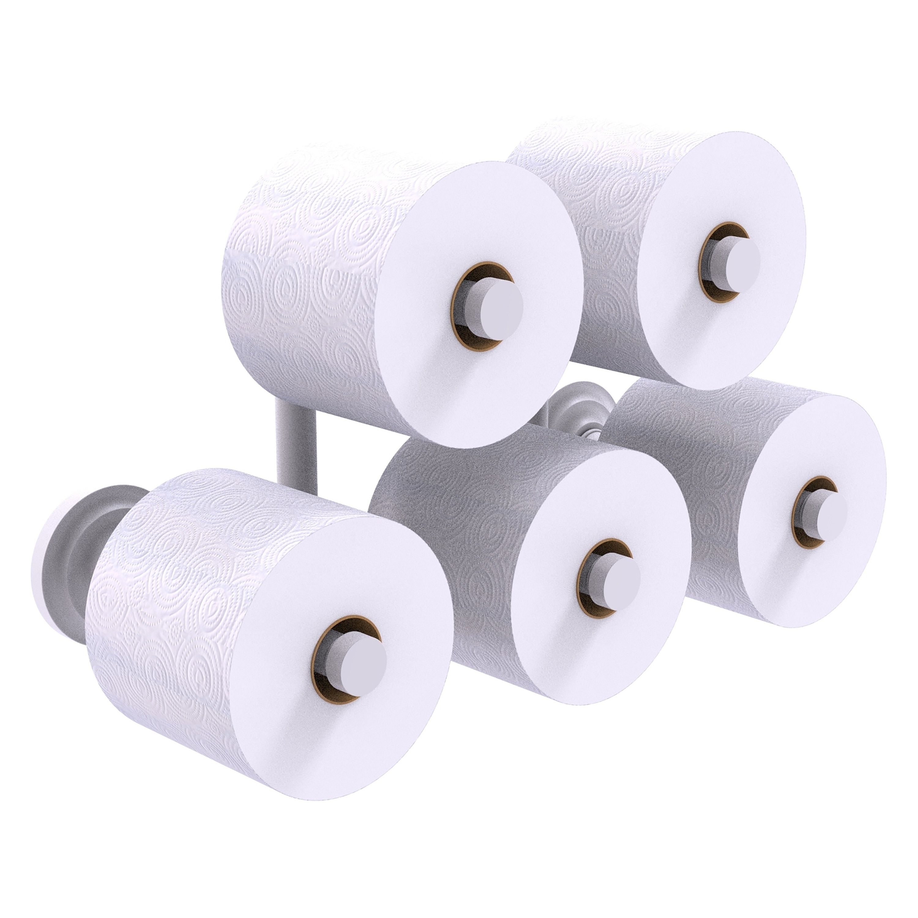 Allied Brass QN-24-5-WHM Que New Matte White Wall mount Double post Toilet Paper Holder 5 -Rolls with Storage