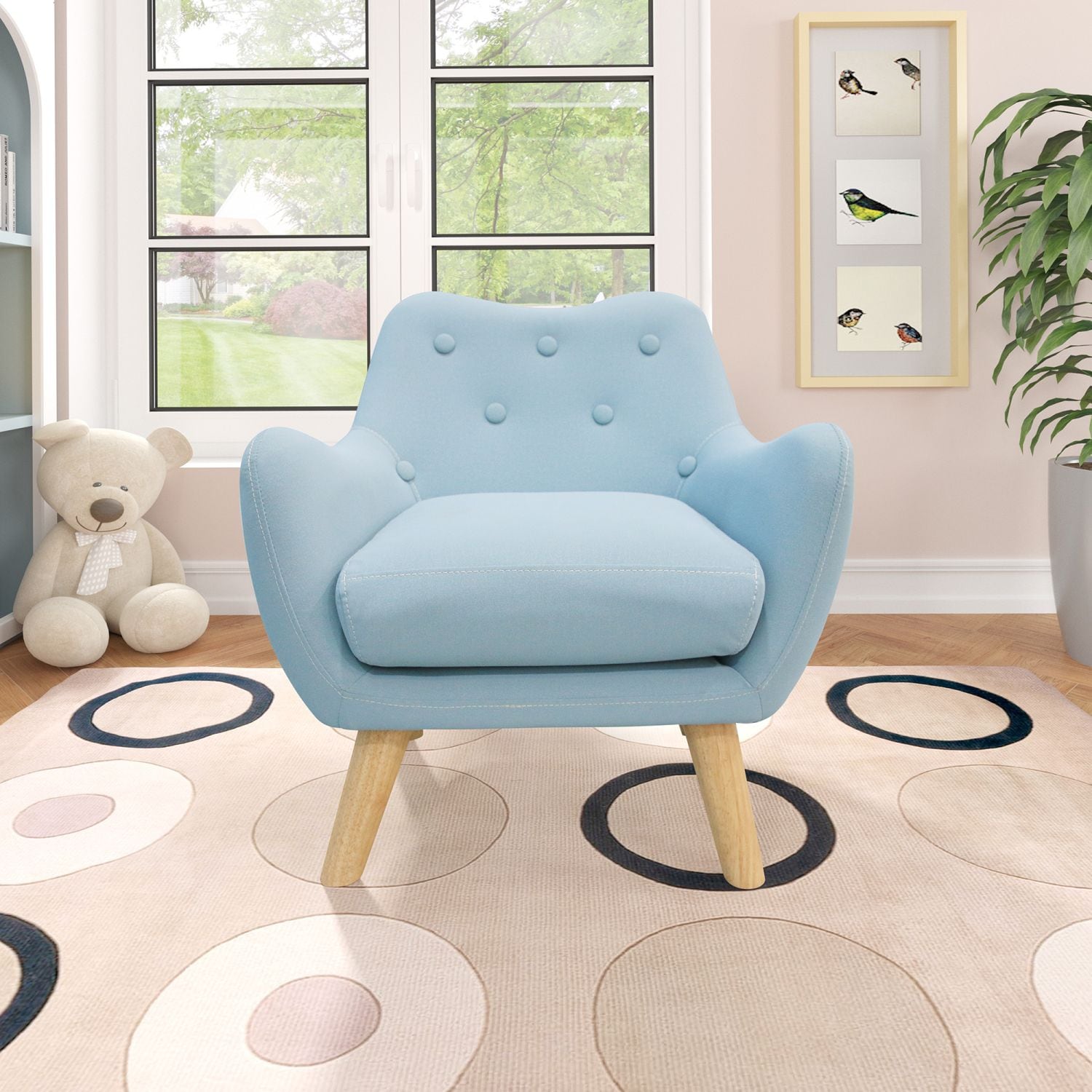 JASMODER W106437101 16.93-in Modern Blue Polyester/Blend Sofa