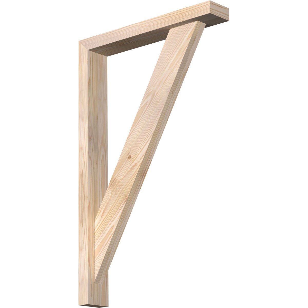 Ekena Millwork 1465019 Traditional Block Smooth Bracket with Offset Brace 3-1/2-in x 20-in x 32-in Douglas fir Brown Wood Standard bracket