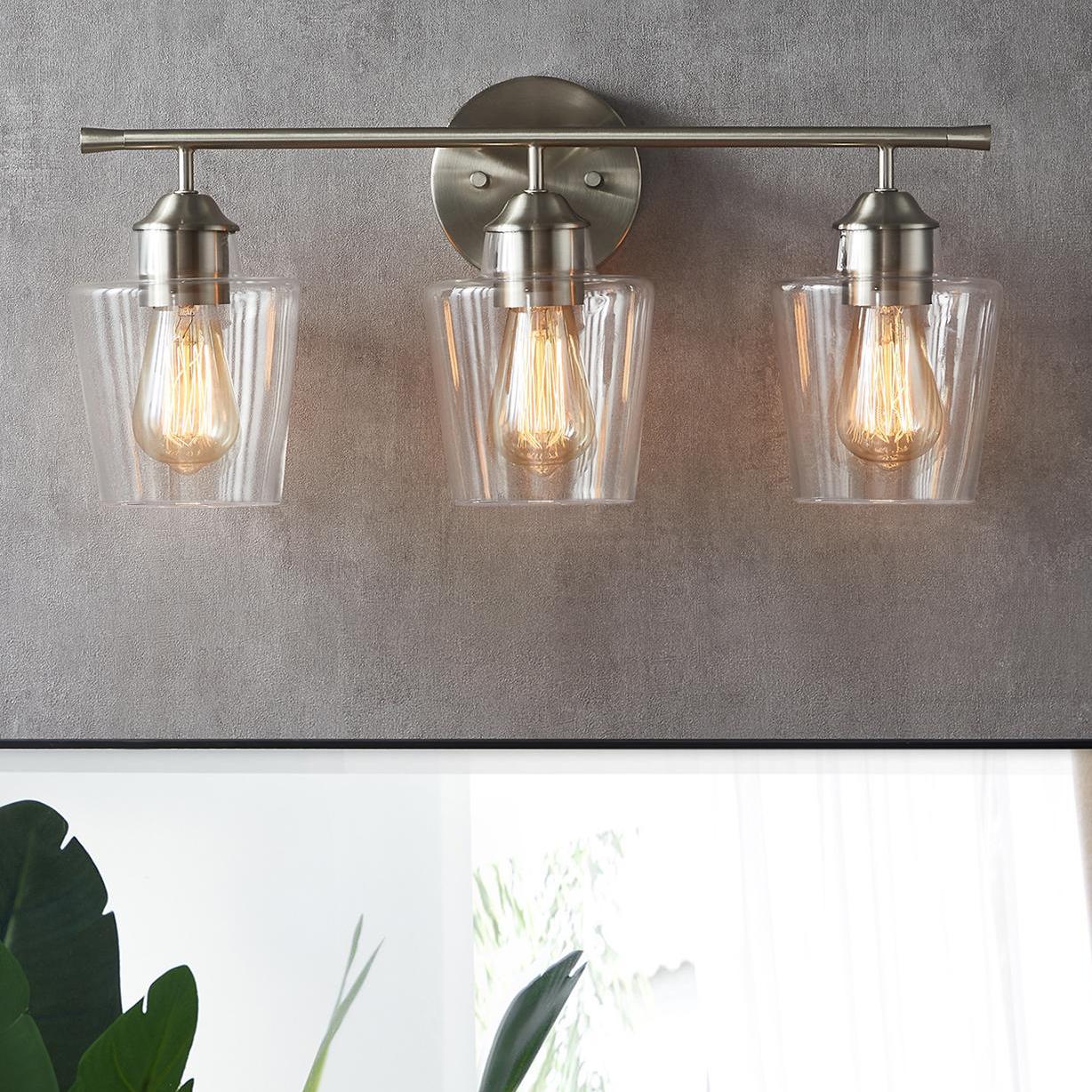 KAWOTI 21030 Atish 22.0-in 3 -Light Brushed Nickel Modern/contemporary Vanity light