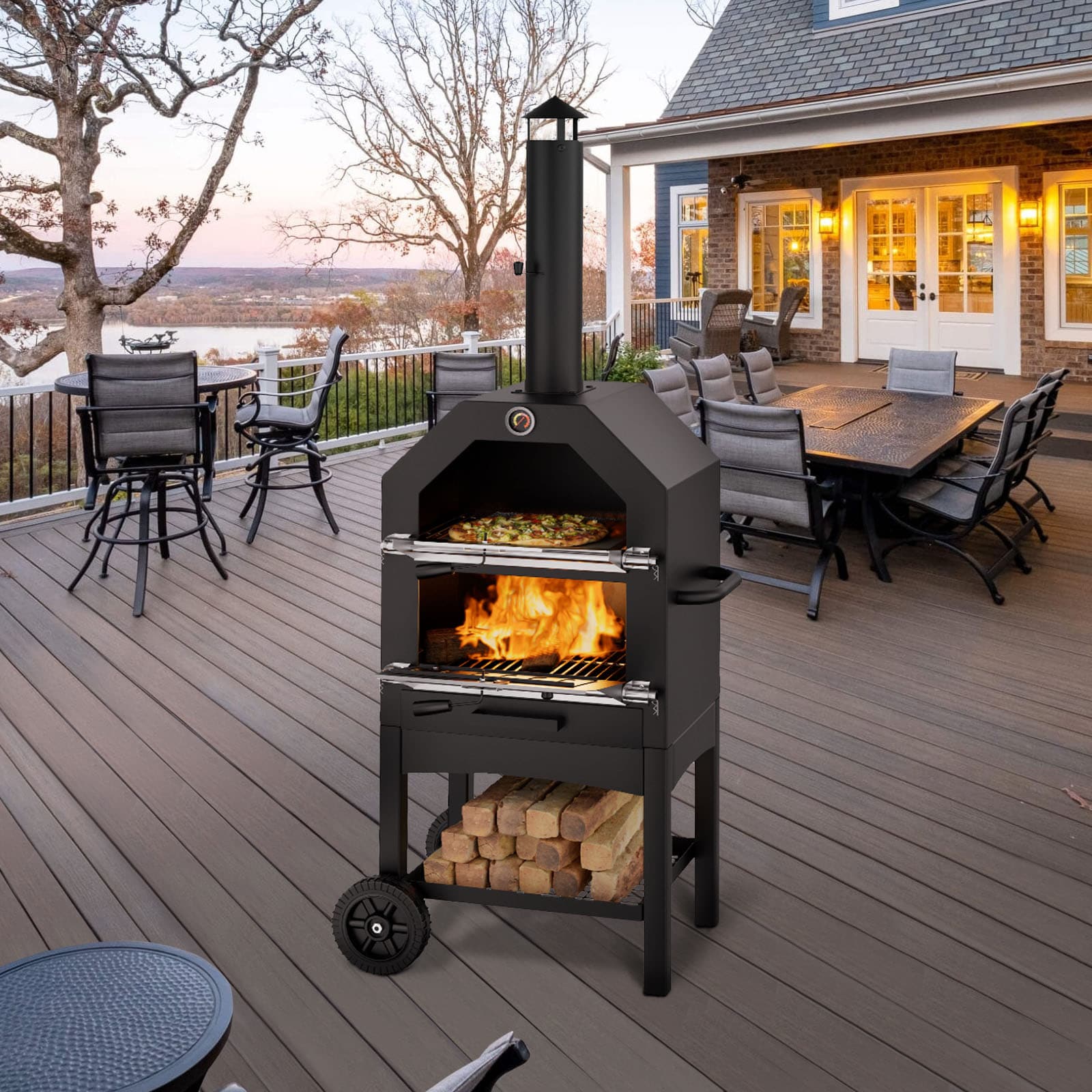 UDPATIO Outdoor Pizza Oveb Hearth Wood-fired Outdoor Pizza Oven in the Outdoor  Pizza Ovens department at