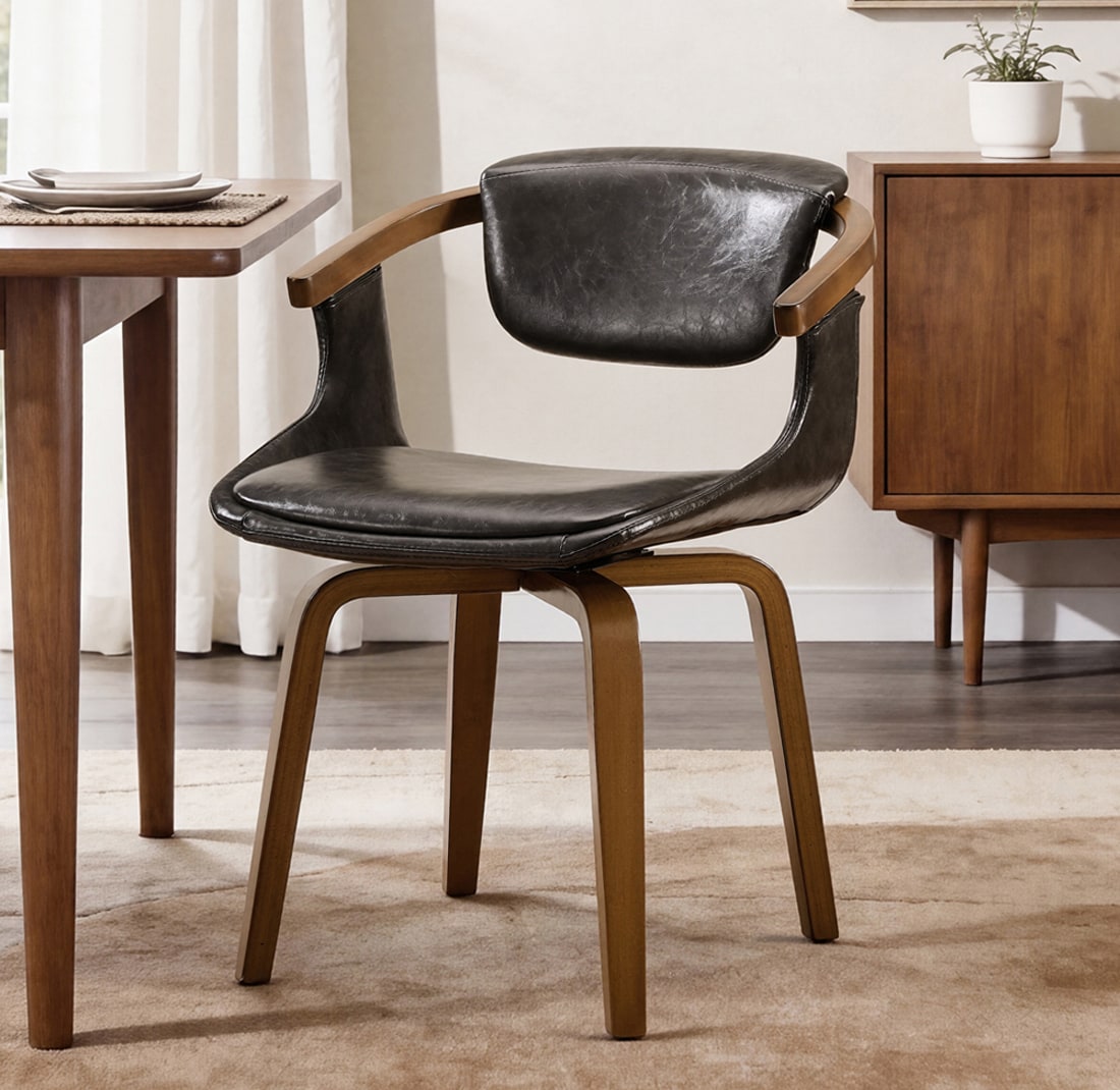 Art Leon - 23.03-in W Modern Gray Faux leather Swivel Barrel Armchair