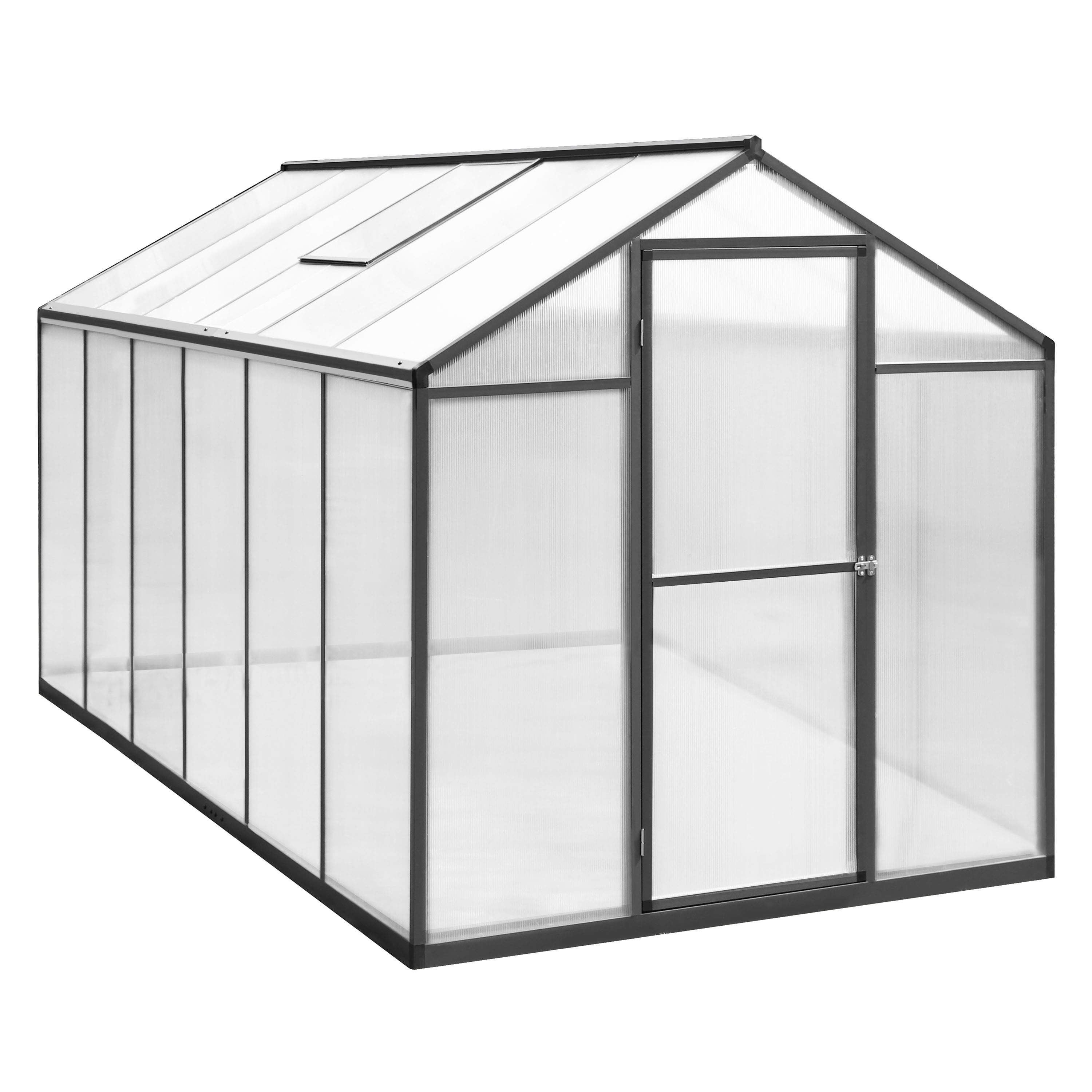 VEIKOUS Aluminum Greenhouse 6-ft L x 12-ft W x 6.4-ft H Gray in the ...