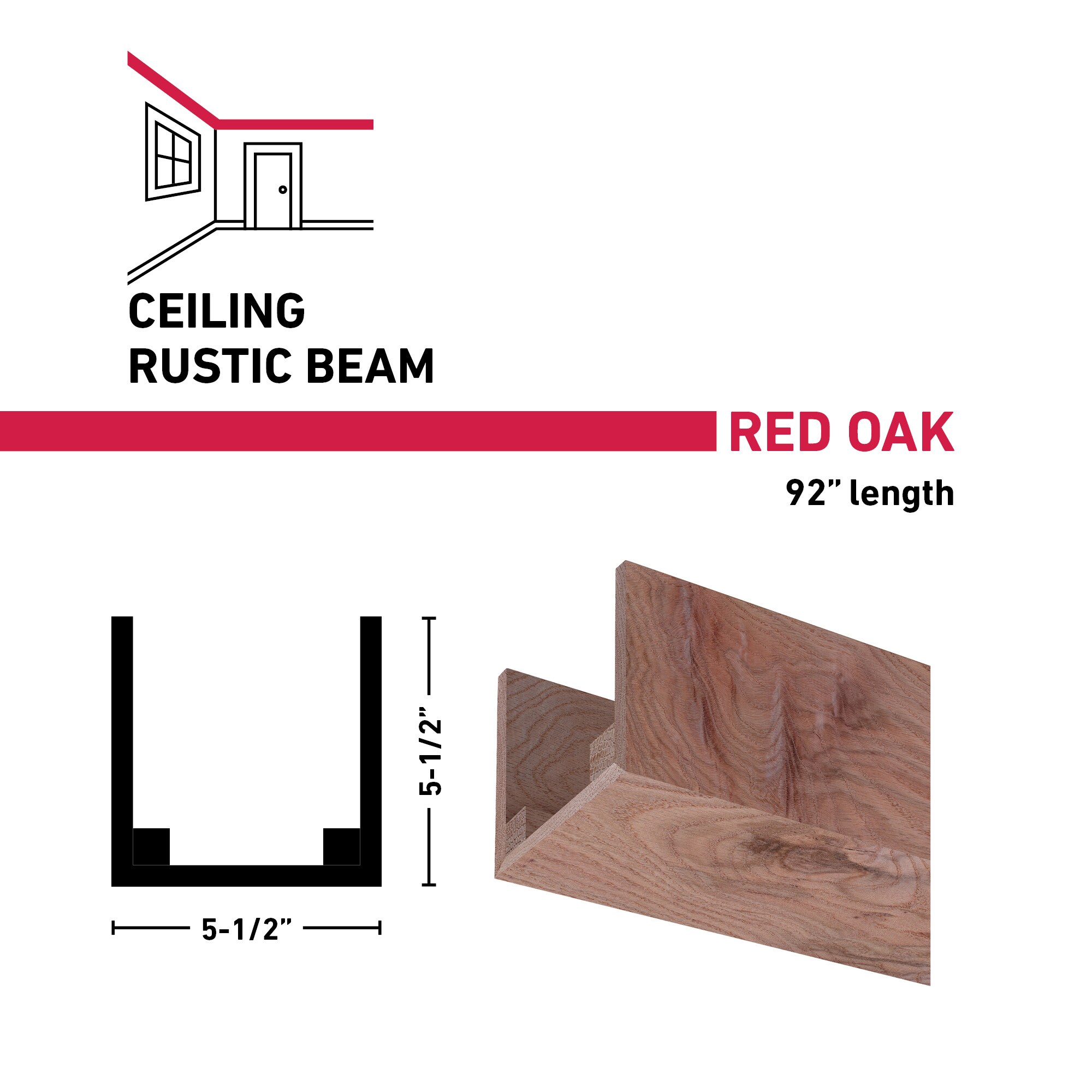 Ornamental Mouldings BEAMRUS01-92ROA5X5 Faux-Beams - View #3