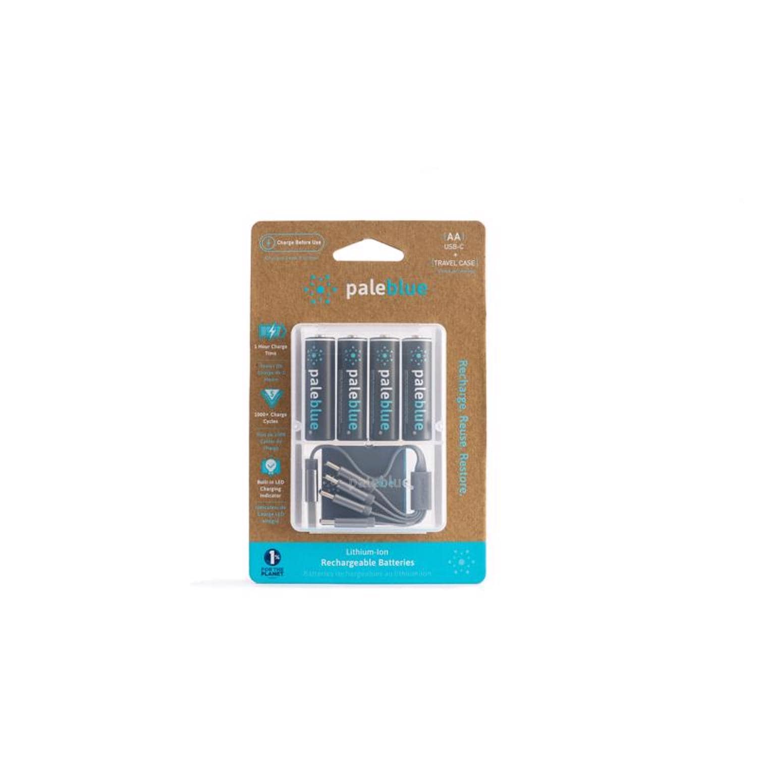 Pale Blue Earth  AA Lithium Batteries 4 pk Carded