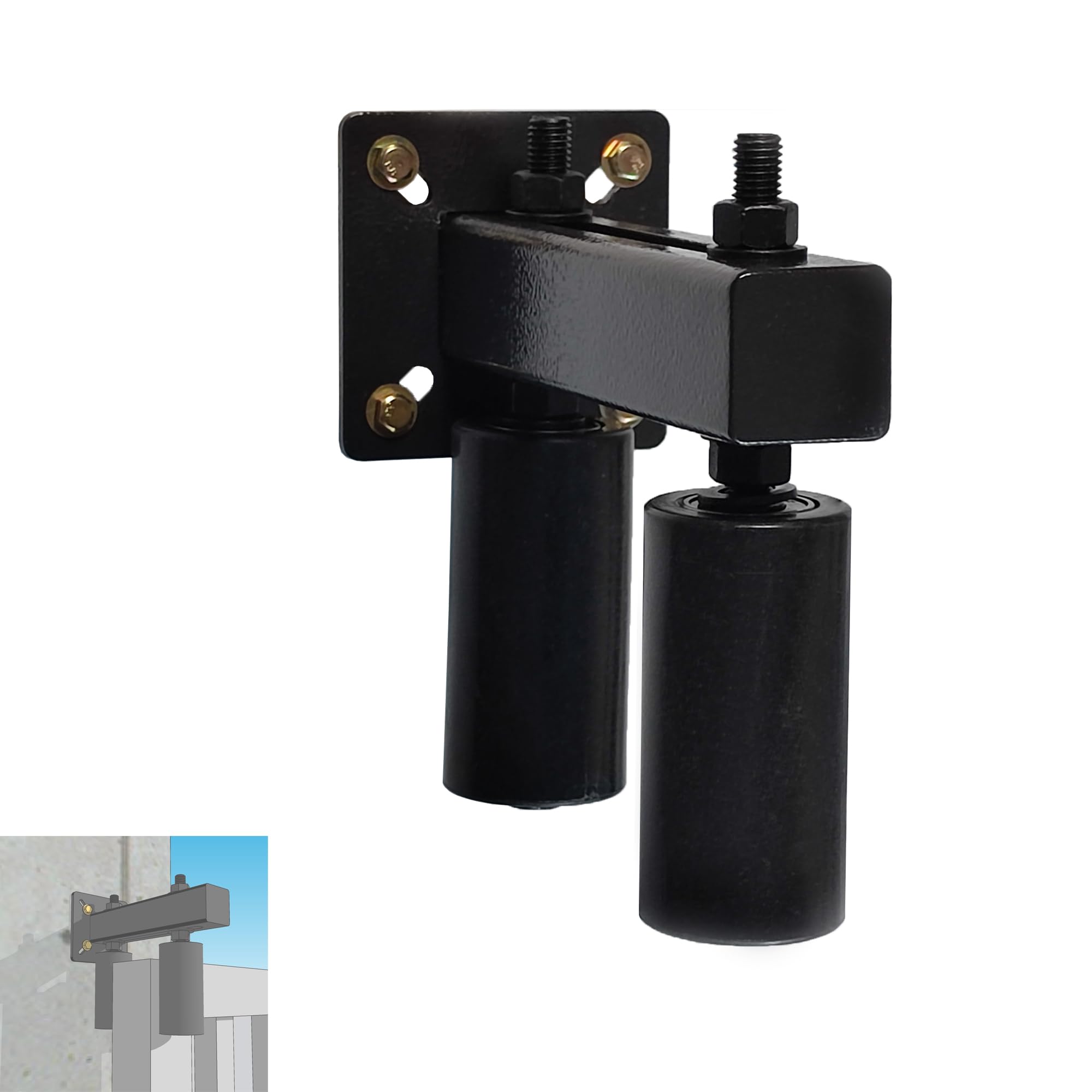 LILILIAN FMY  Sliding Gate Rollers Guide Adjustable Gate Roller Kit with Four Inch Nylon Wheel Heavy Duty Steel Bracket for Sliding and Rolling