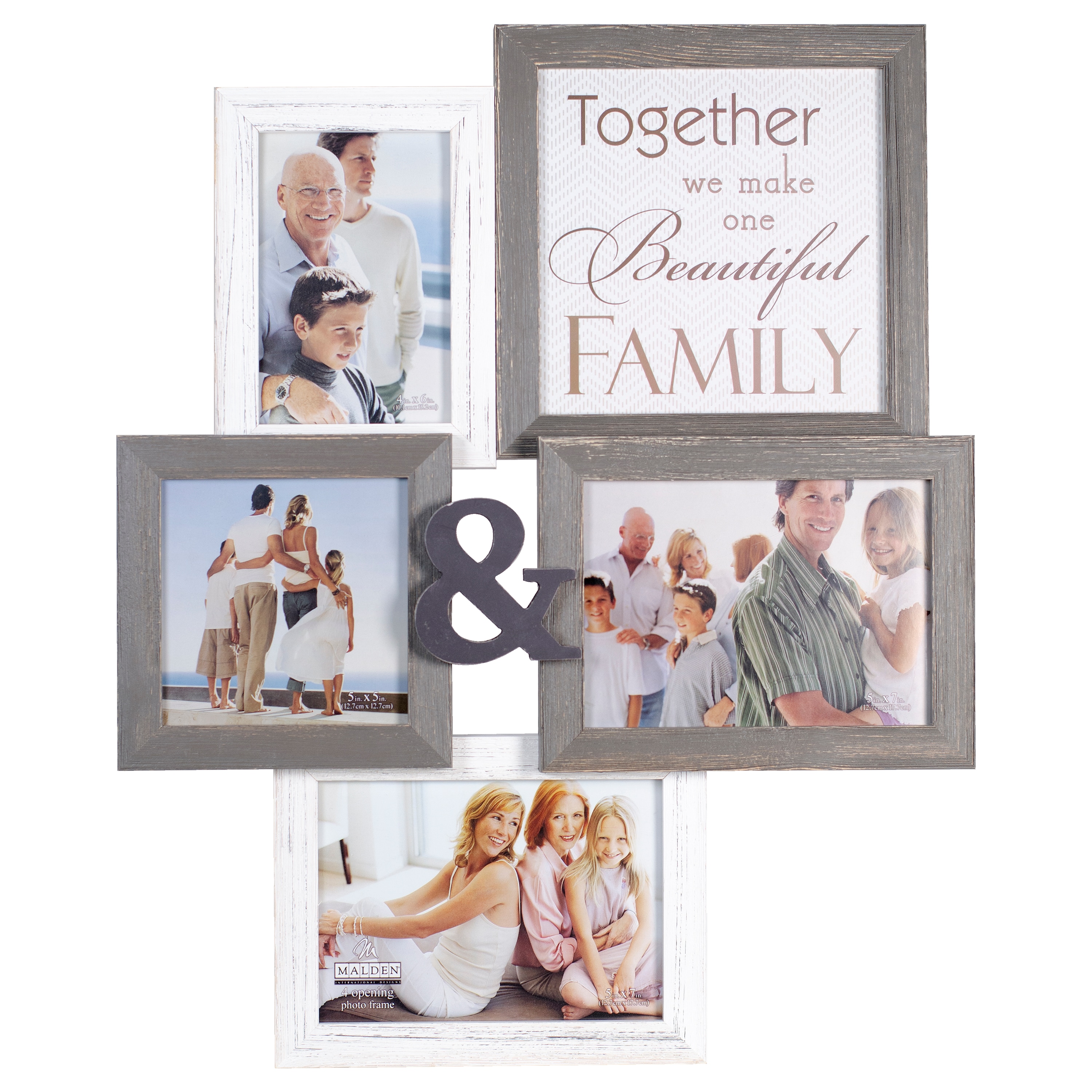 Malden 3-Opening Distressed Collage Picture Frame - Gray - 1 Each