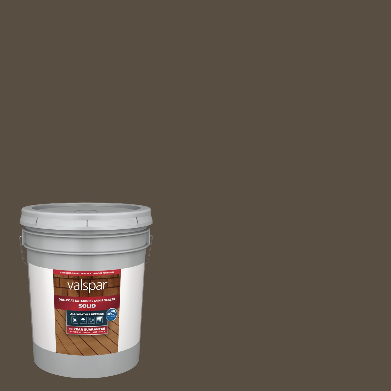 October Brown Solid Exterior Wood Stain and Sealer (5-Gallon) | - Valspar OCTOBR BRWN-1028092