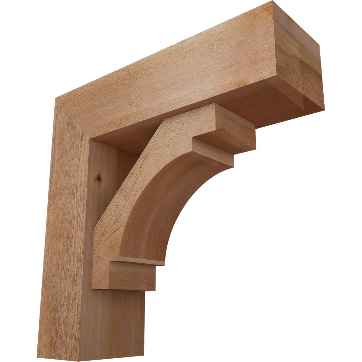 Ekena Millwork 1463078 Merced Block Rough Sawn Bracket with Offset Brace 8-in x 26-in x 26-in Western red cedar Brown Wood Standard bracket