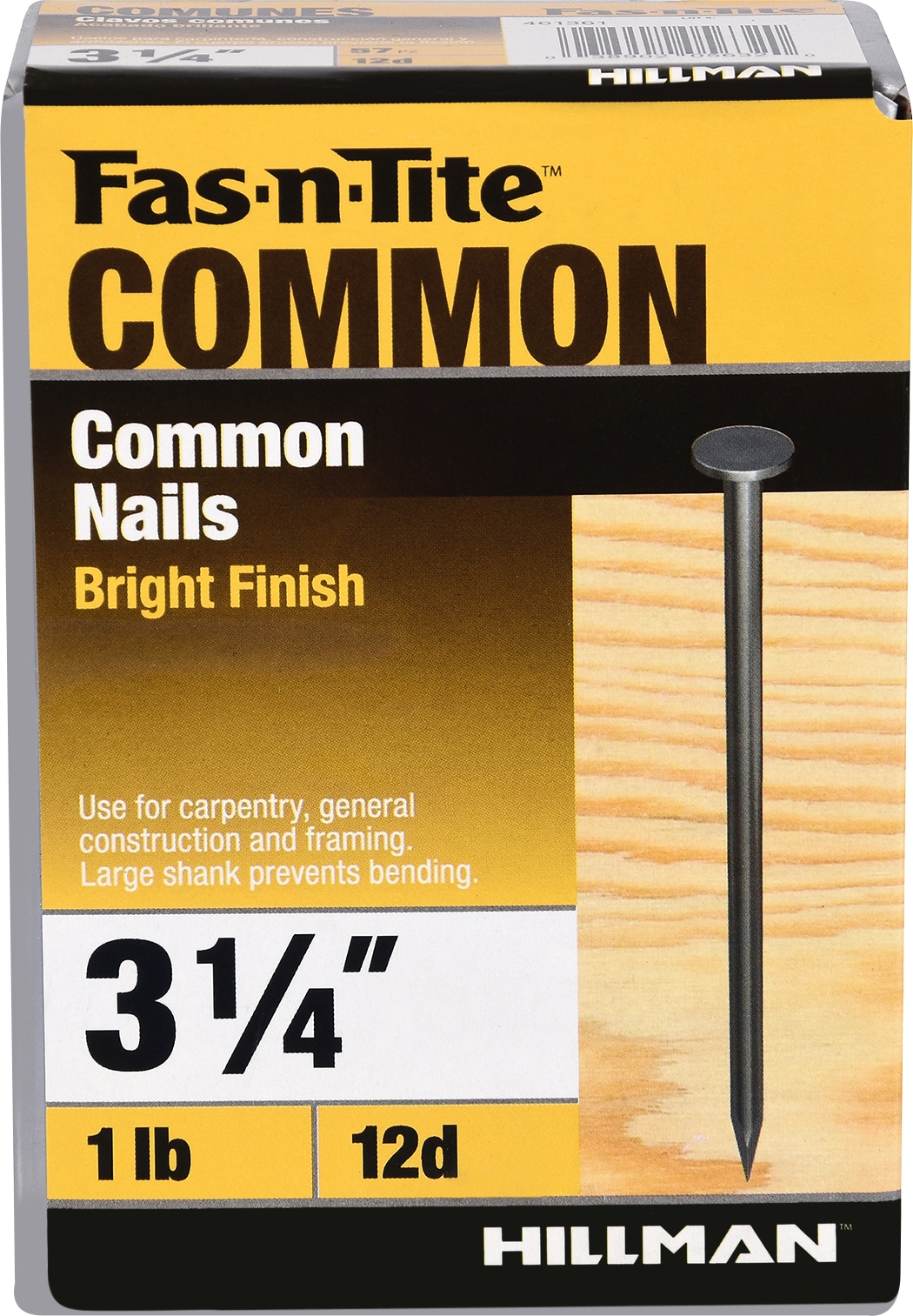 63 pcs Huttig-Grip 3-1/4 in Framing Common Nails 12d, Bright Finish, 1 lb  Pack - Walmart.com