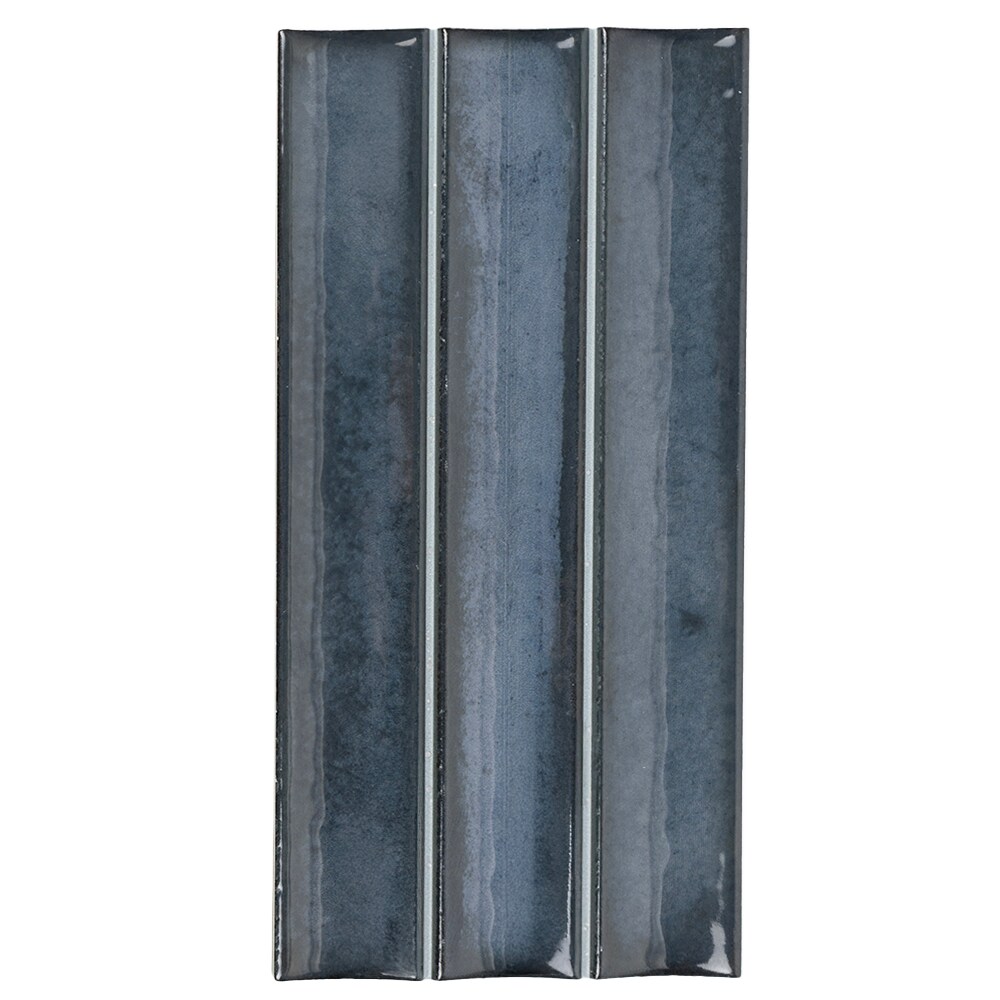 The Tile Life Sakura Fluted Blue Night 4-1/2-in x 9-in Glossy