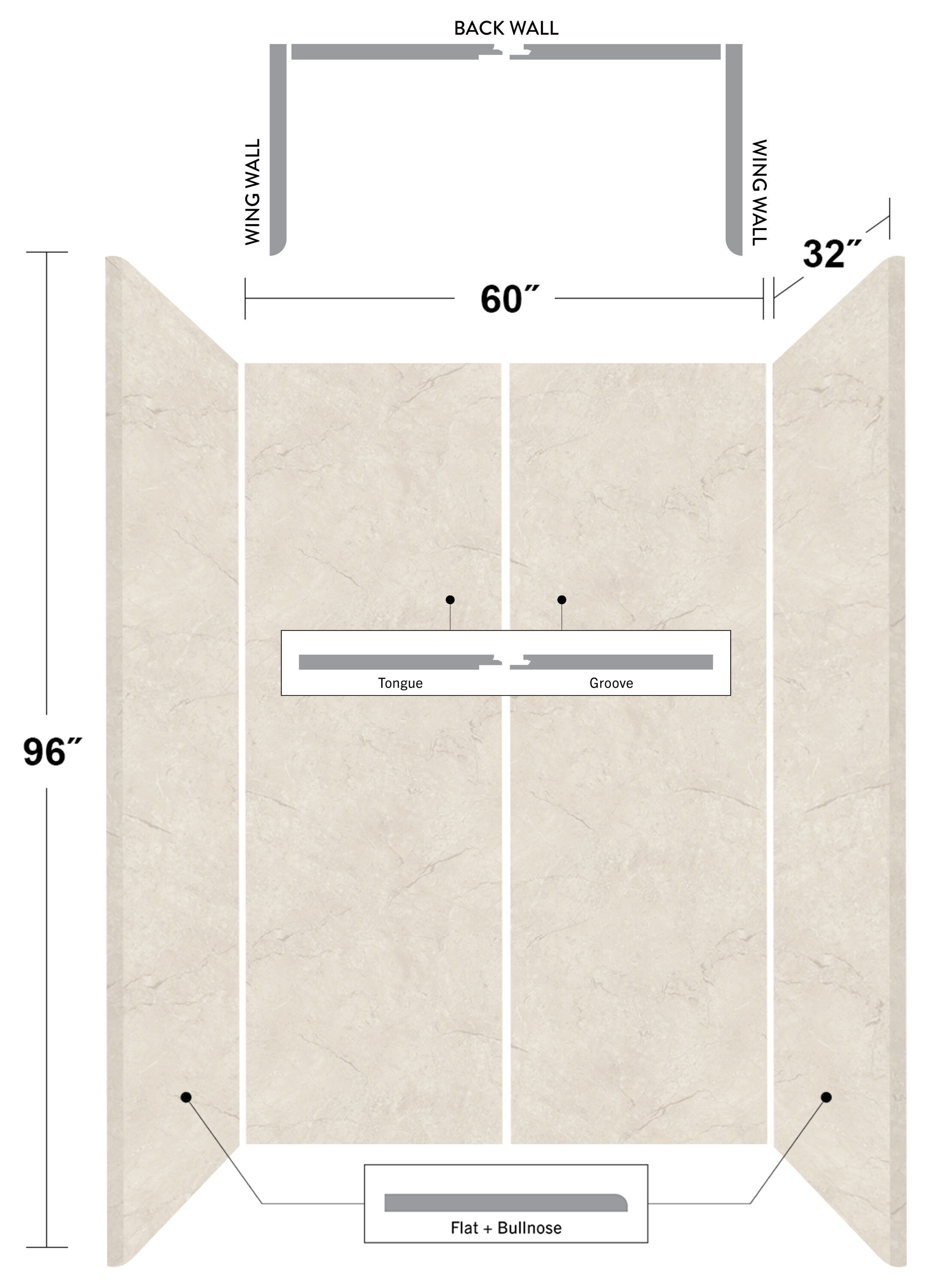 Wetwall WWK130795260X32X96 Bathtub-Wall-Surrounds - View #2