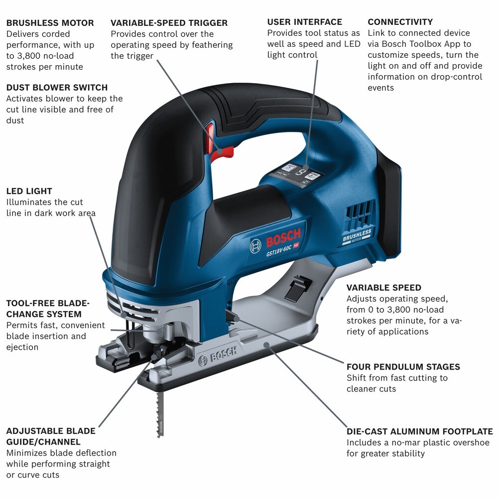 Bosch 18 volt Brushless Variable Speed Keyed Cordless Jigsaw Bare