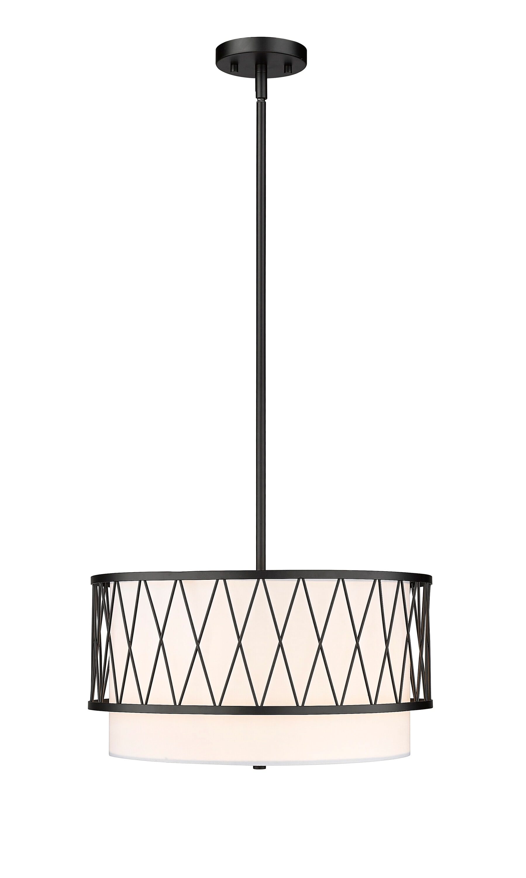 Dalton 17" Matte Black and Nickel Drum Pendant Light