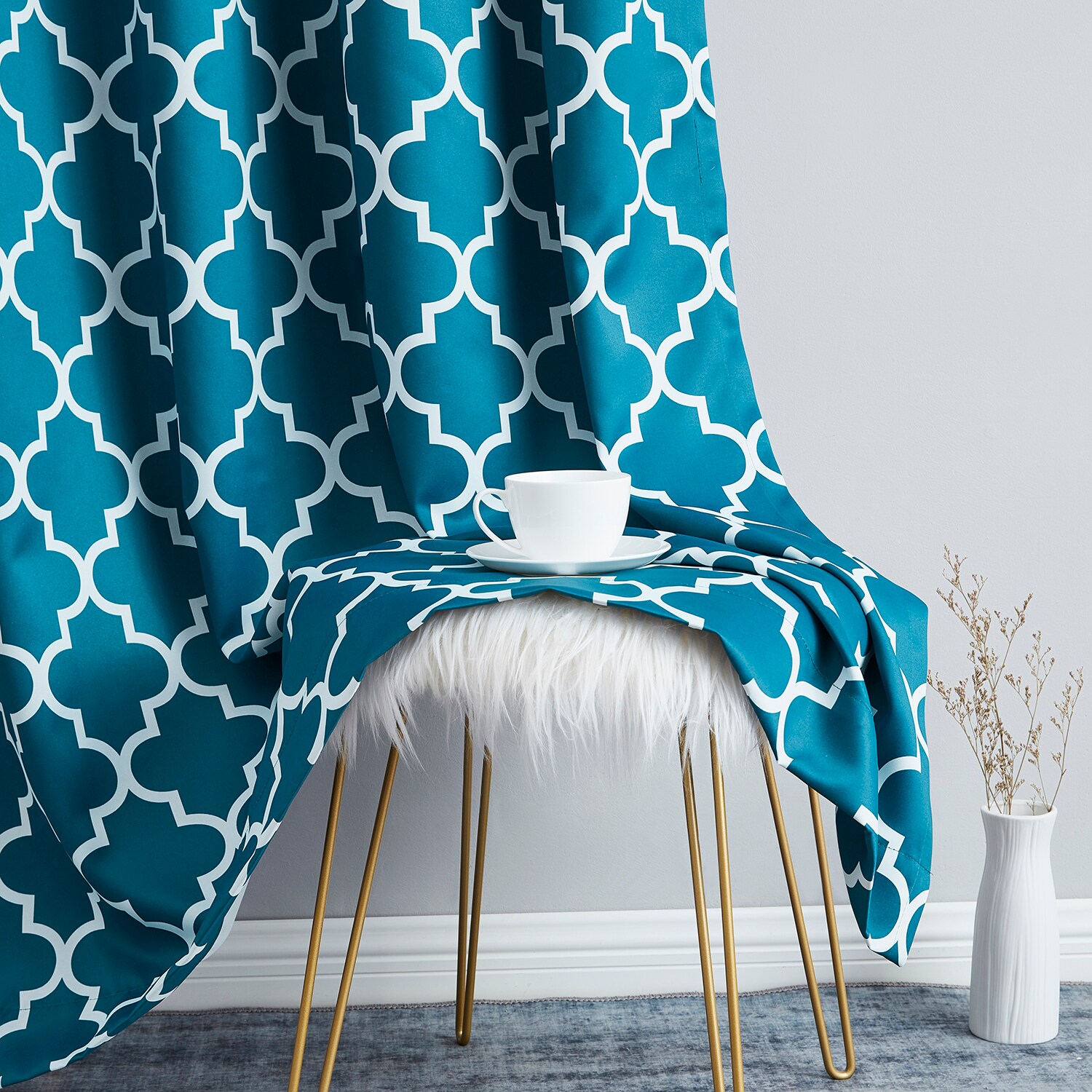HLC.me LTTCPRNT-72DKTEAL curtains - View #3