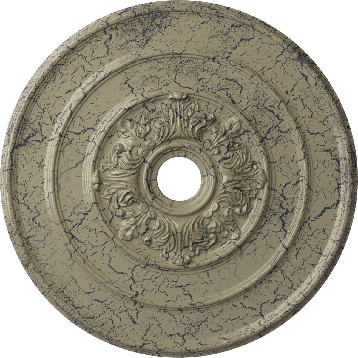 Ekena Millwork CM26TACSC Traditional with Acanthus Leaves 26-in W x 26-in L Painted Castle Stone Crackle Polyurethane Whole Ceiling Medallion