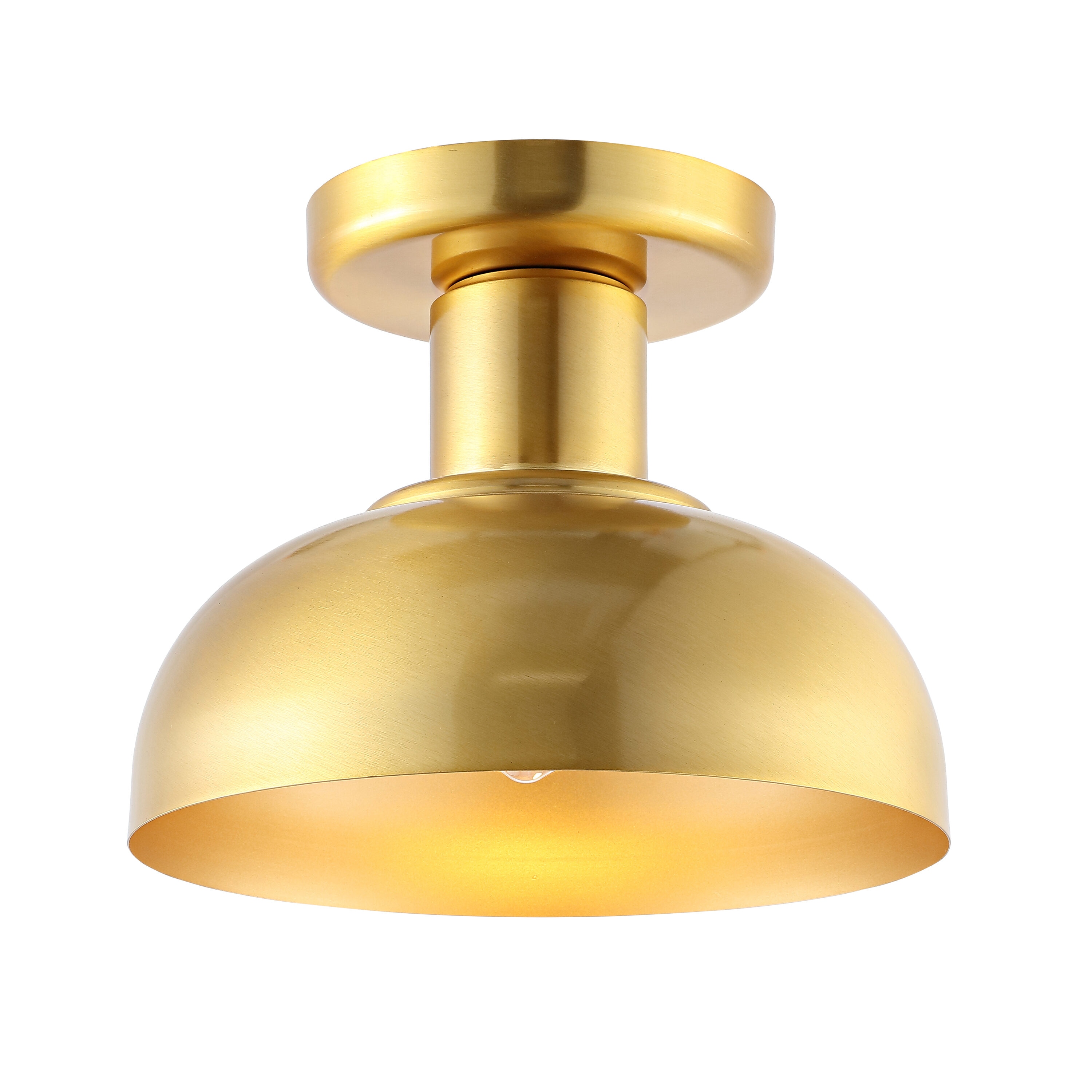 Helm 13" Brass and Glass LED Flush Mount Light