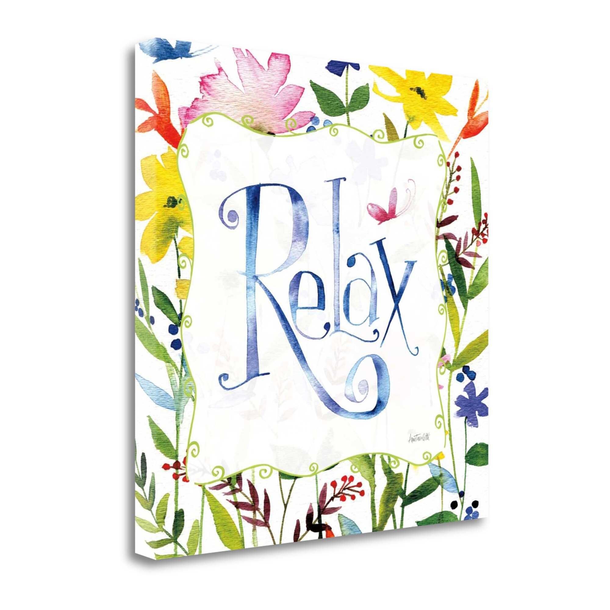 Tangletown Fine Art WA613540-2424C Relax Anne Tavoletti 24-in H x 24-in W Floral Print on Canvas