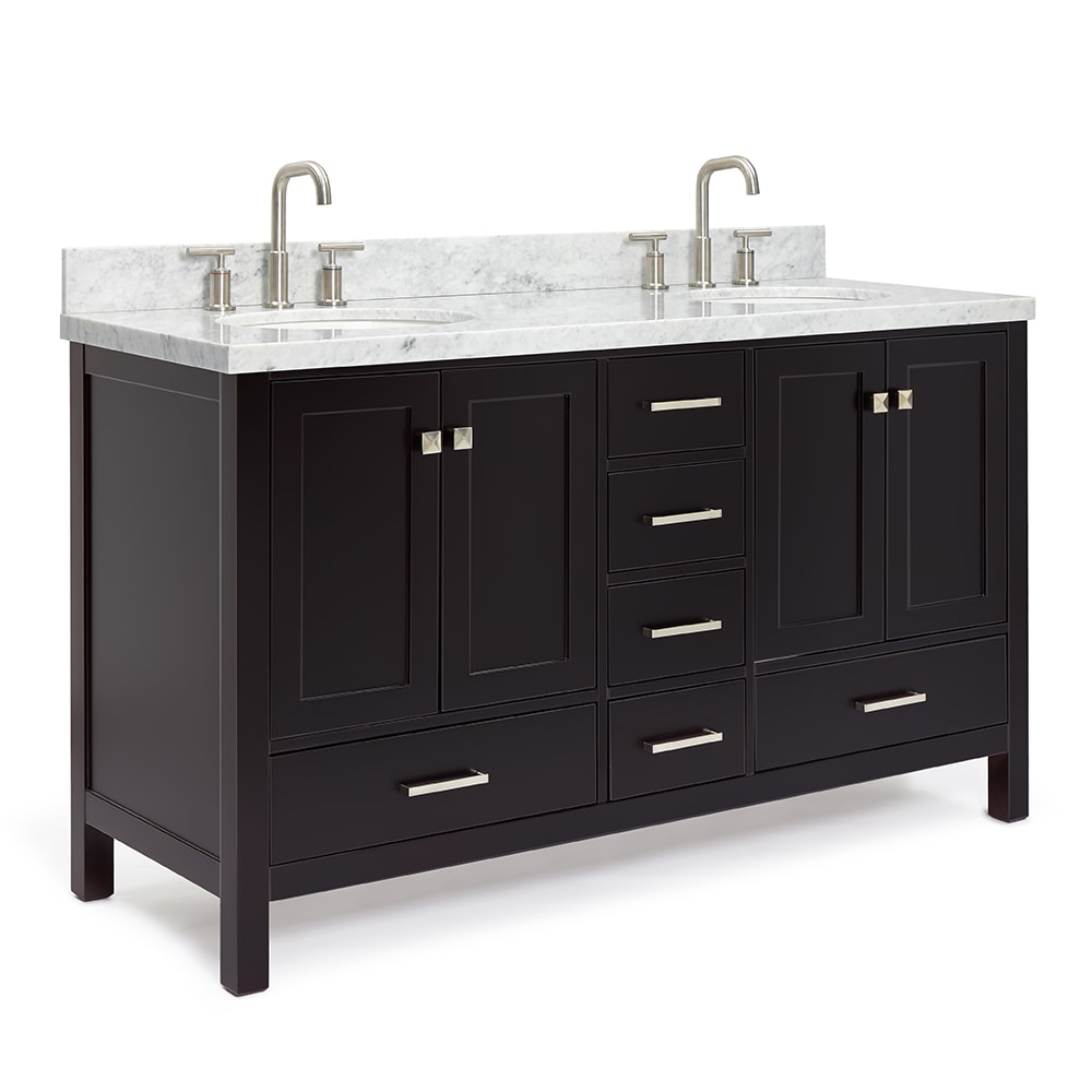 ARIEL Cambridge 61-in Espresso Undermount Double Sink Bathroom Vanity ...