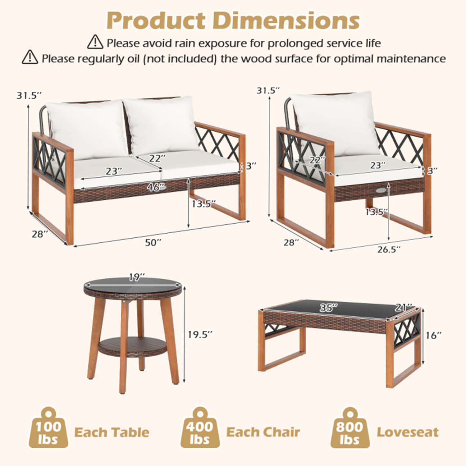 Mondawe MO-HW47245WH5 Patio-Conversation-Sets - View #10