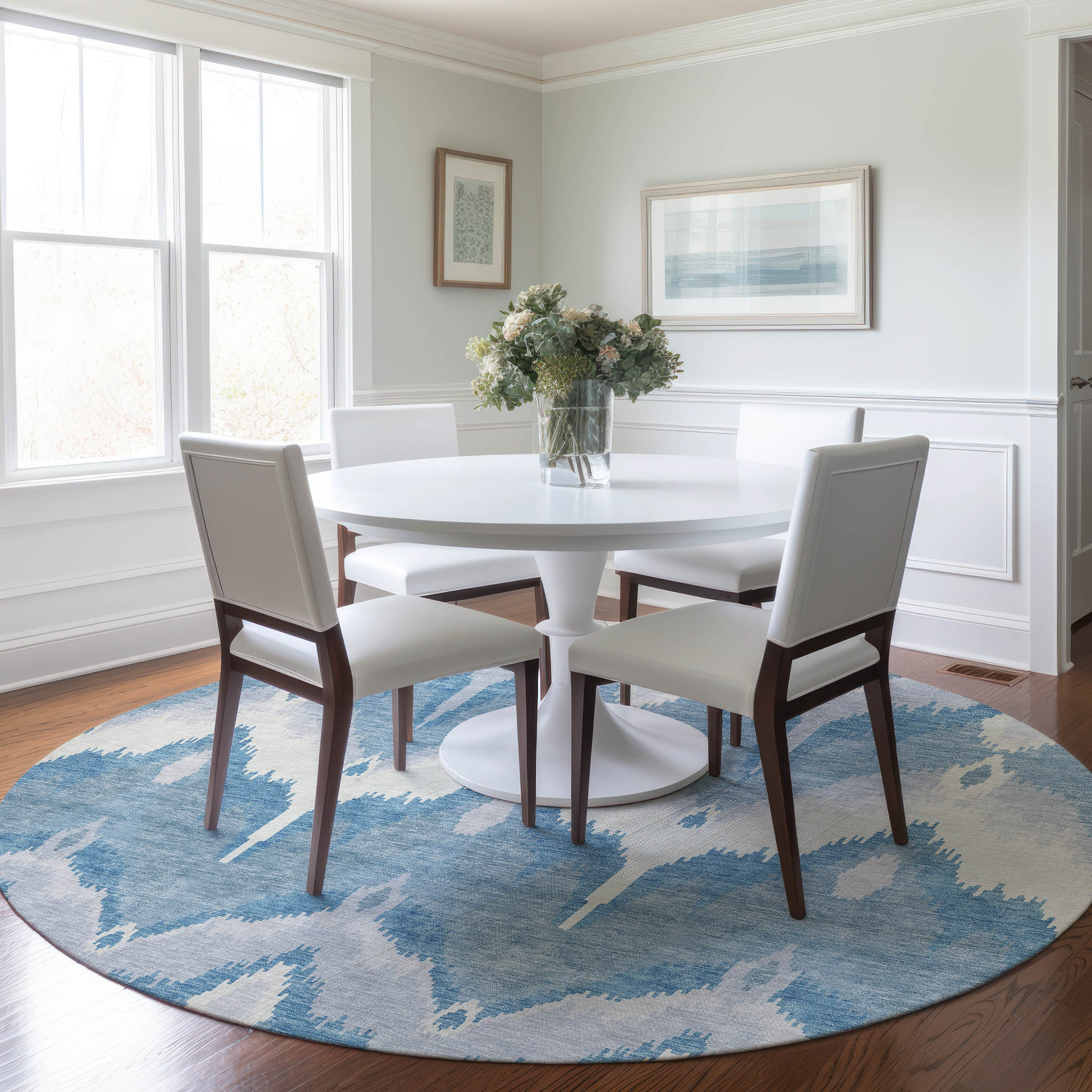 Addison Rugs ACN743DN8RO Chantille ACN743DN 8 x 8 (ft) Polyester Denim Round Indoor/Outdoor Geometric Machine washable Area rug