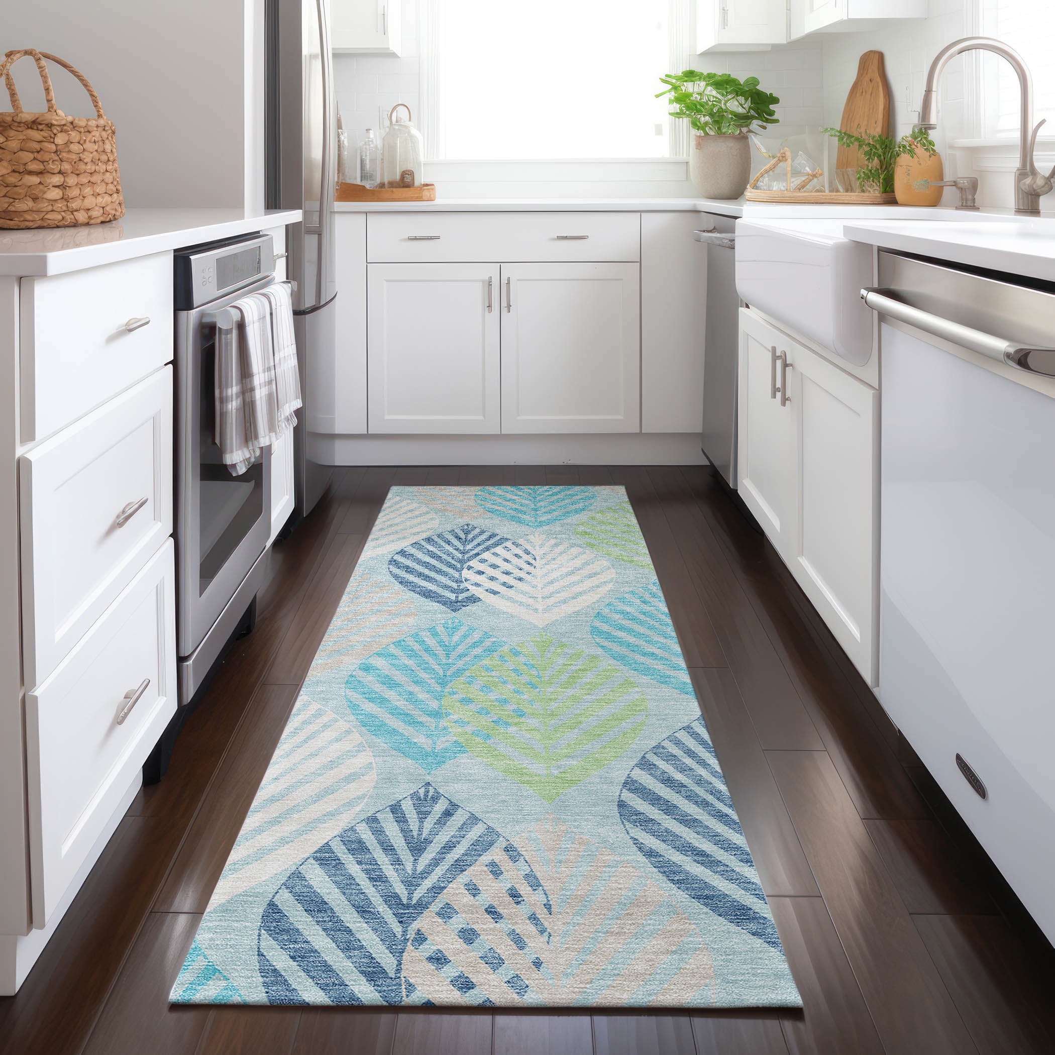 Addison Rugs ACN744TE2X8 Chantille ACN744TE 2 x 7 (ft) Polyester Teal Rectangular Indoor/Outdoor Geometric Machine washable Area rug