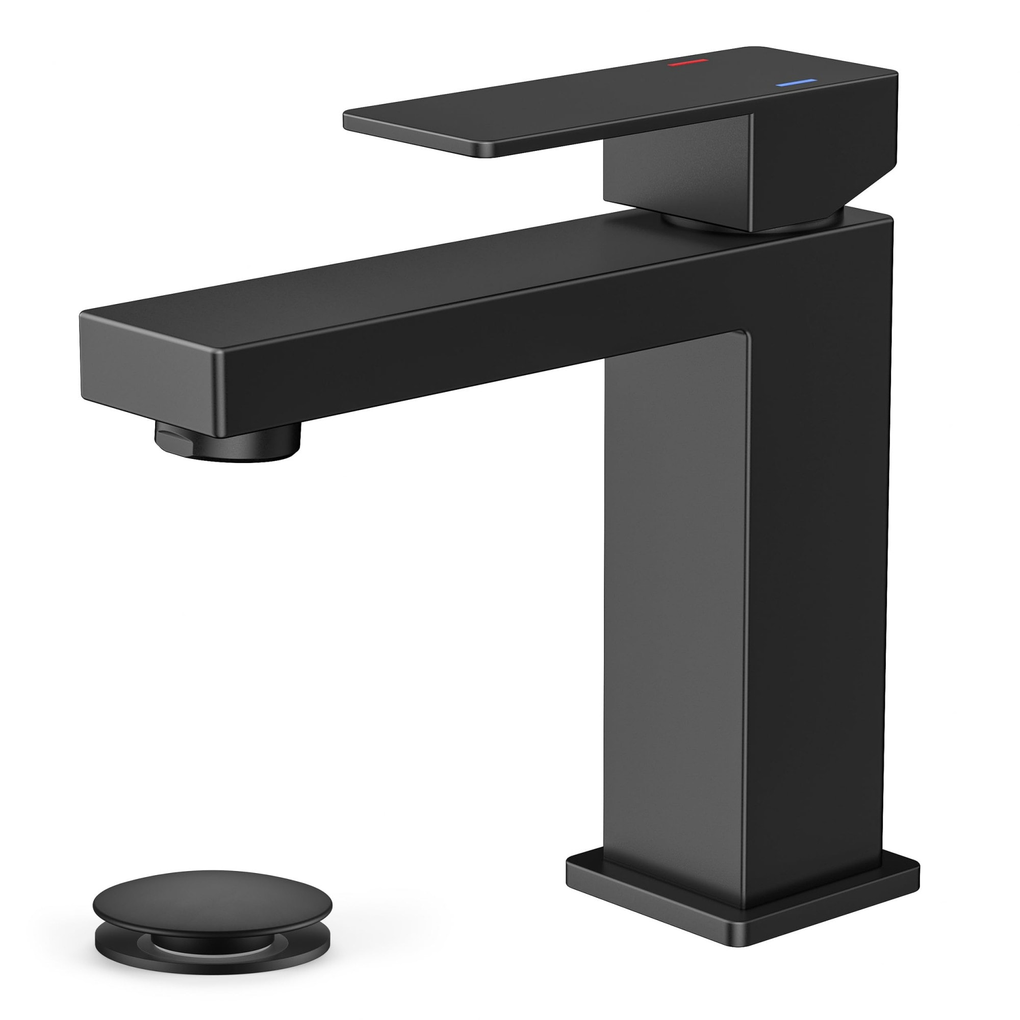 Numhew 6in W Single Handle Matte Black Bathroom Faucet