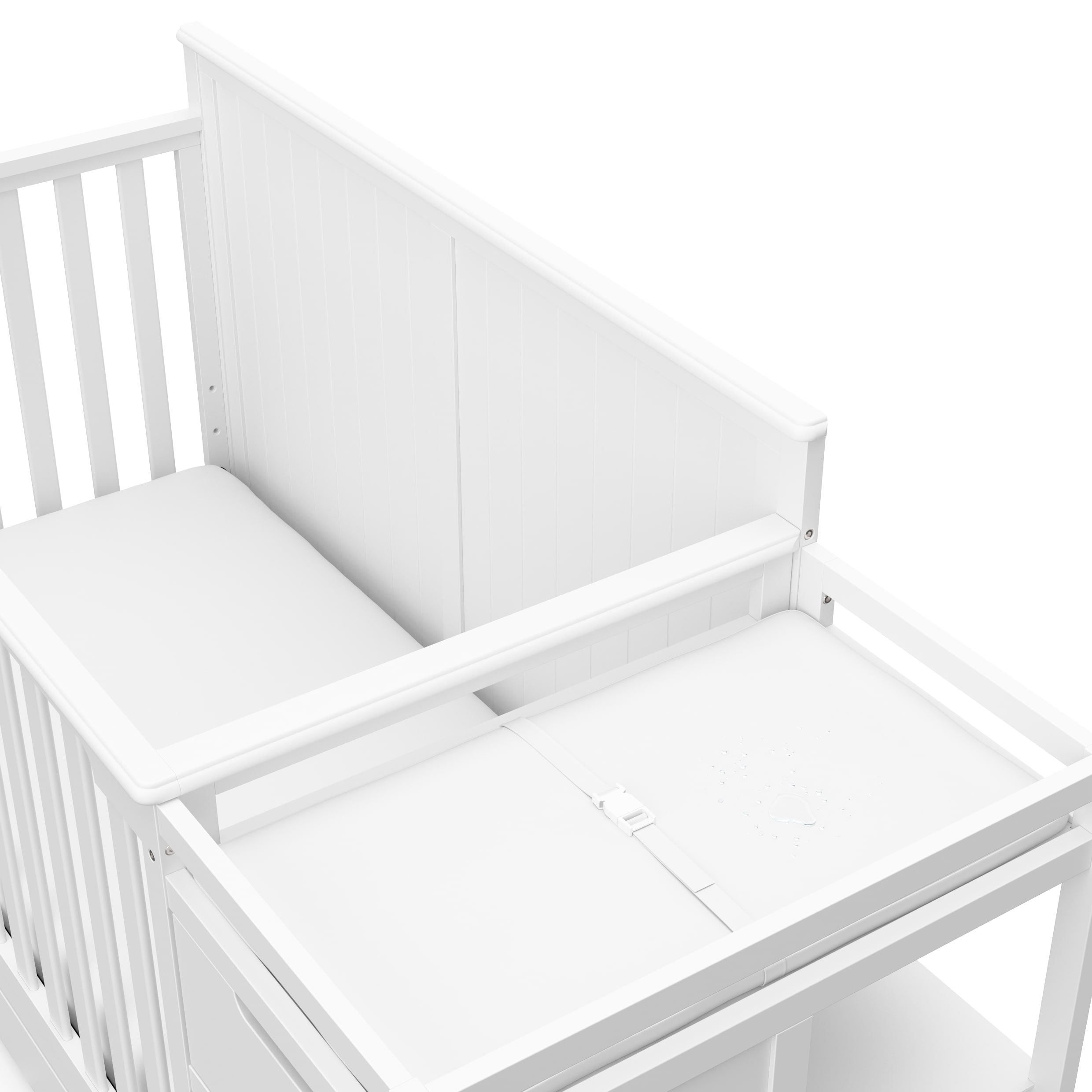 White 5-in-1 Convertible Crib and Changer with Drawer