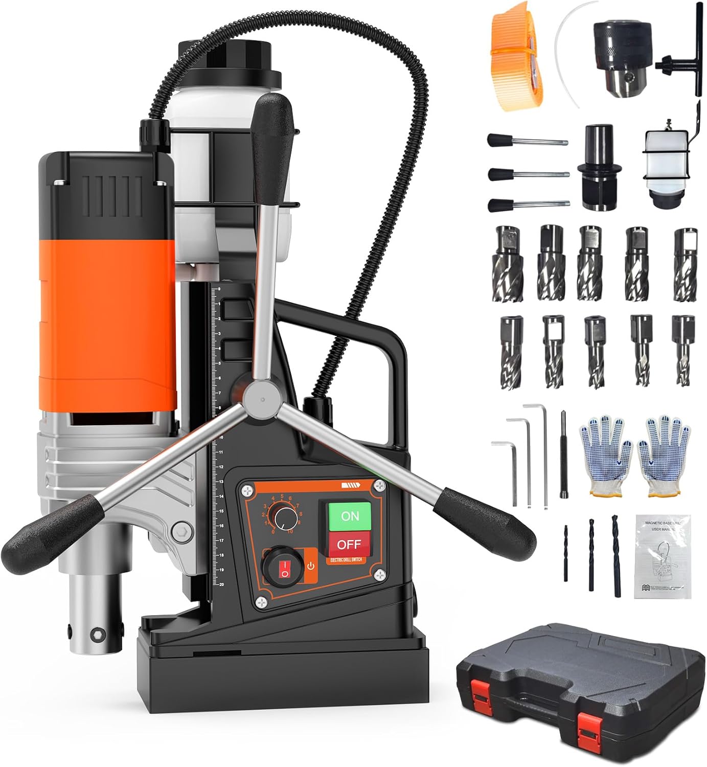GAOMON 1750W Variable Speed Magnetic Drill Kit- 2 Inch Drilling Diameter- 2922lbf Magnetic Force- 810RPM- Includes Hollow Bits- Twist Drills- Fittings and Portable Case #LSPPJOK-8IVO5C1WG2
