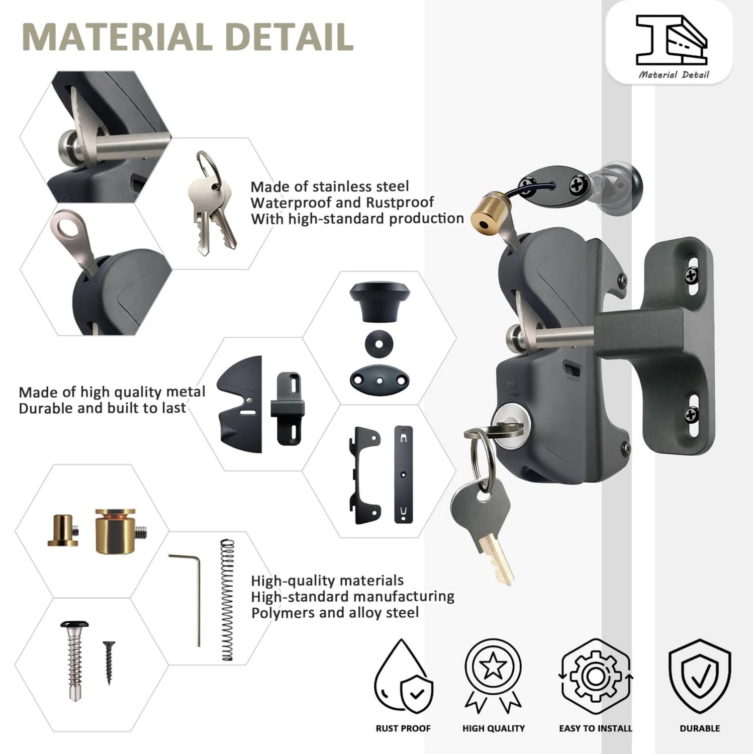 Angel Sar L2ZQYA731HGH17 Gate-Hardware - View #5