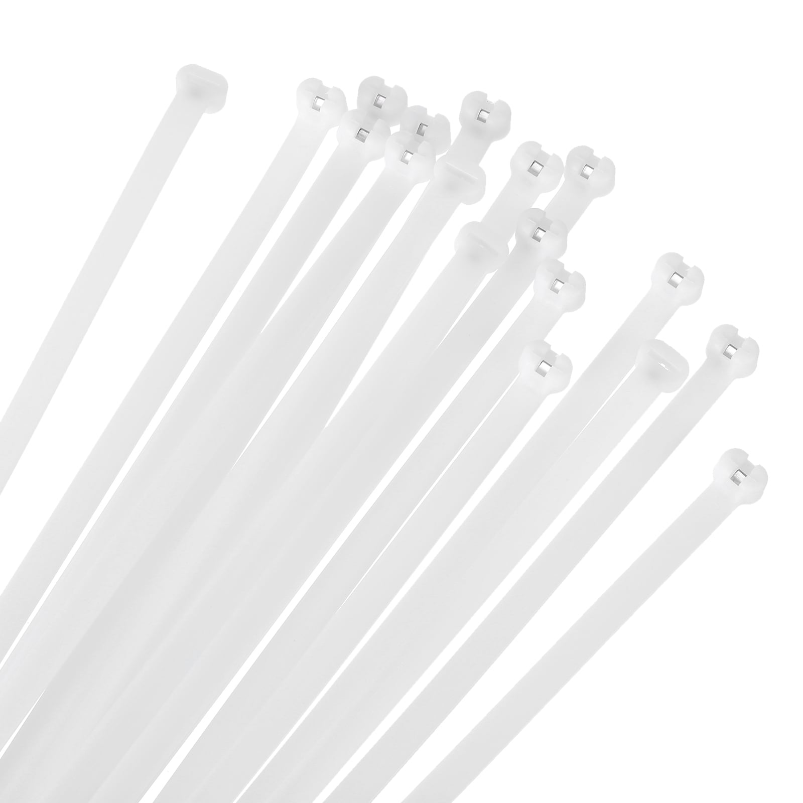 Unique Bargains Cable Zip Ties 5/16 Inch 100pcs 8 Inch Metal Tooth Self-locking Wire Ties for Cord Management Indoor Outdoor Tensile Strength 100 lbs White