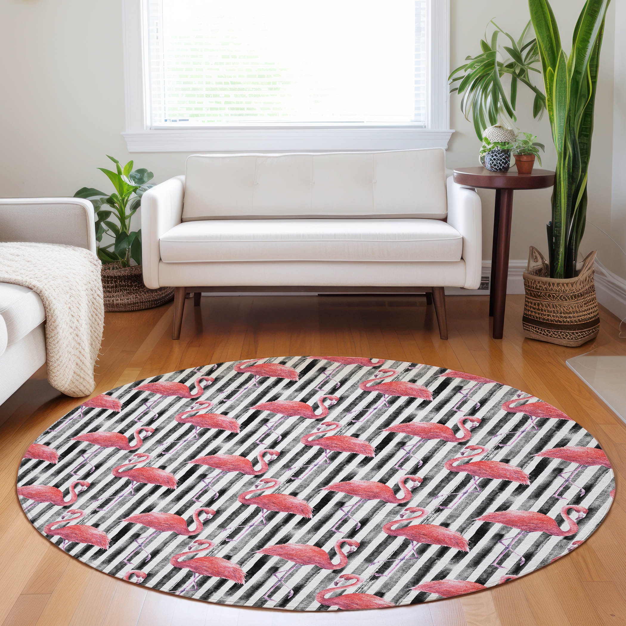 Addison Rugs AMF204PI8RO Mayfield AMF204PI 8 x 8 (ft) Loomed Polyester Pink Round Indoor Geometric Machine washable Area rug