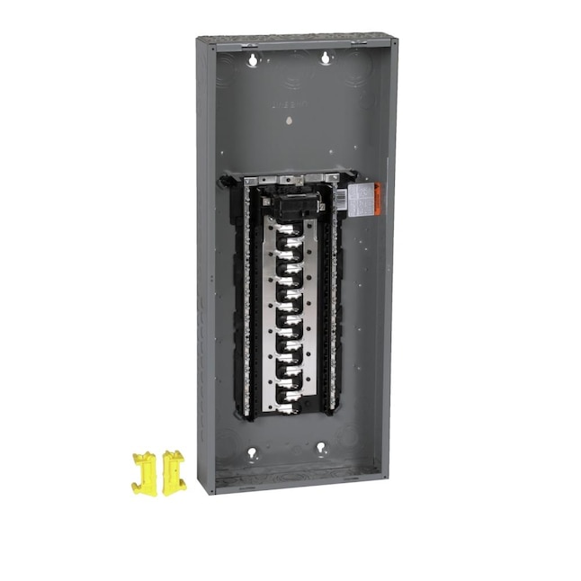 Homeline 125 Amp 30-Space 60-Circuit Indoor Main Breaker Plug-On Neutral Load Center with Cover Homeline 125 Amp 30-Space 60-Circuit Indoor Main Breaker Plug-On Neutral Load Center with Cover