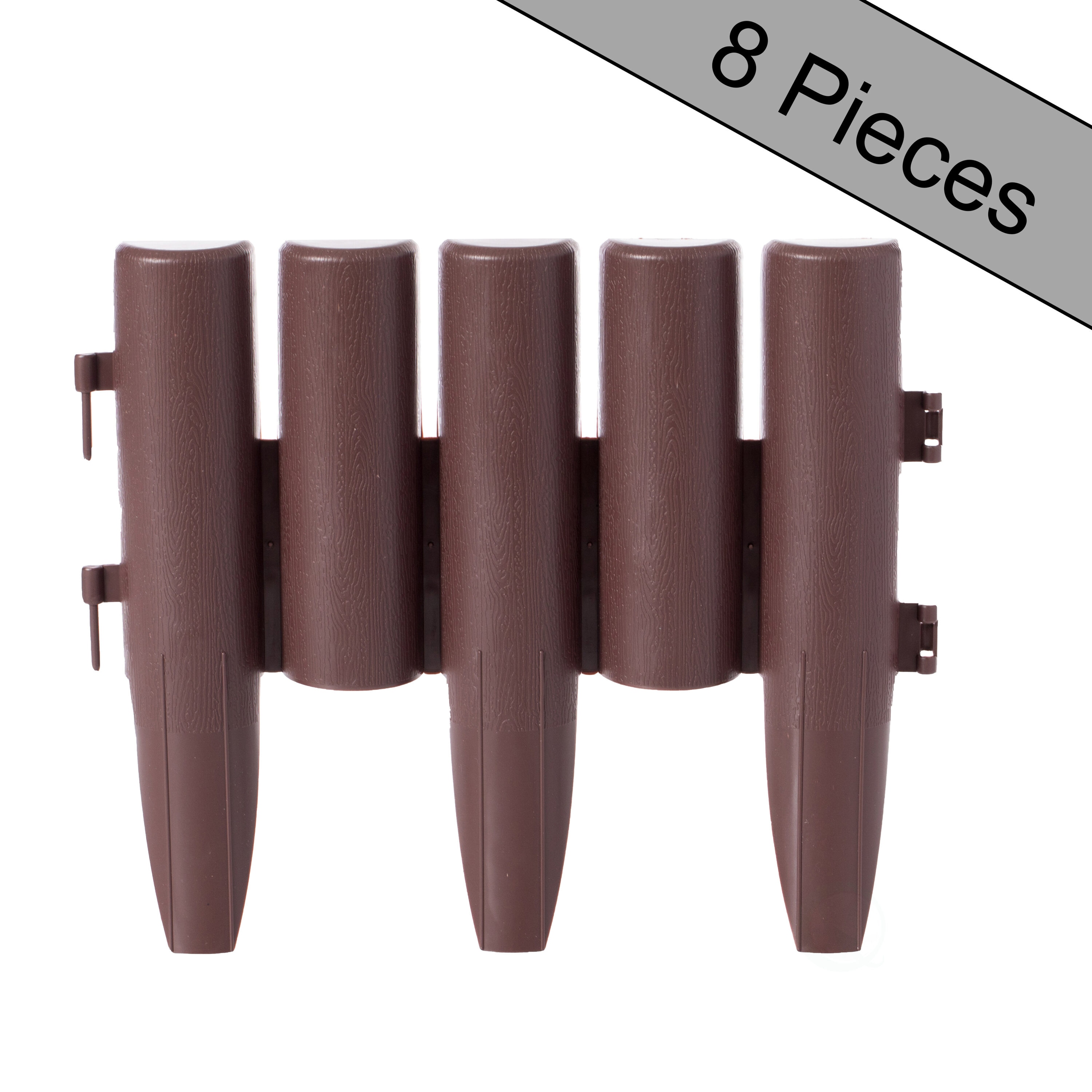 Gardenised QI004111.8 11-Inches x 9.25-Inches 8 -Pack Brown PVC Picket fencing