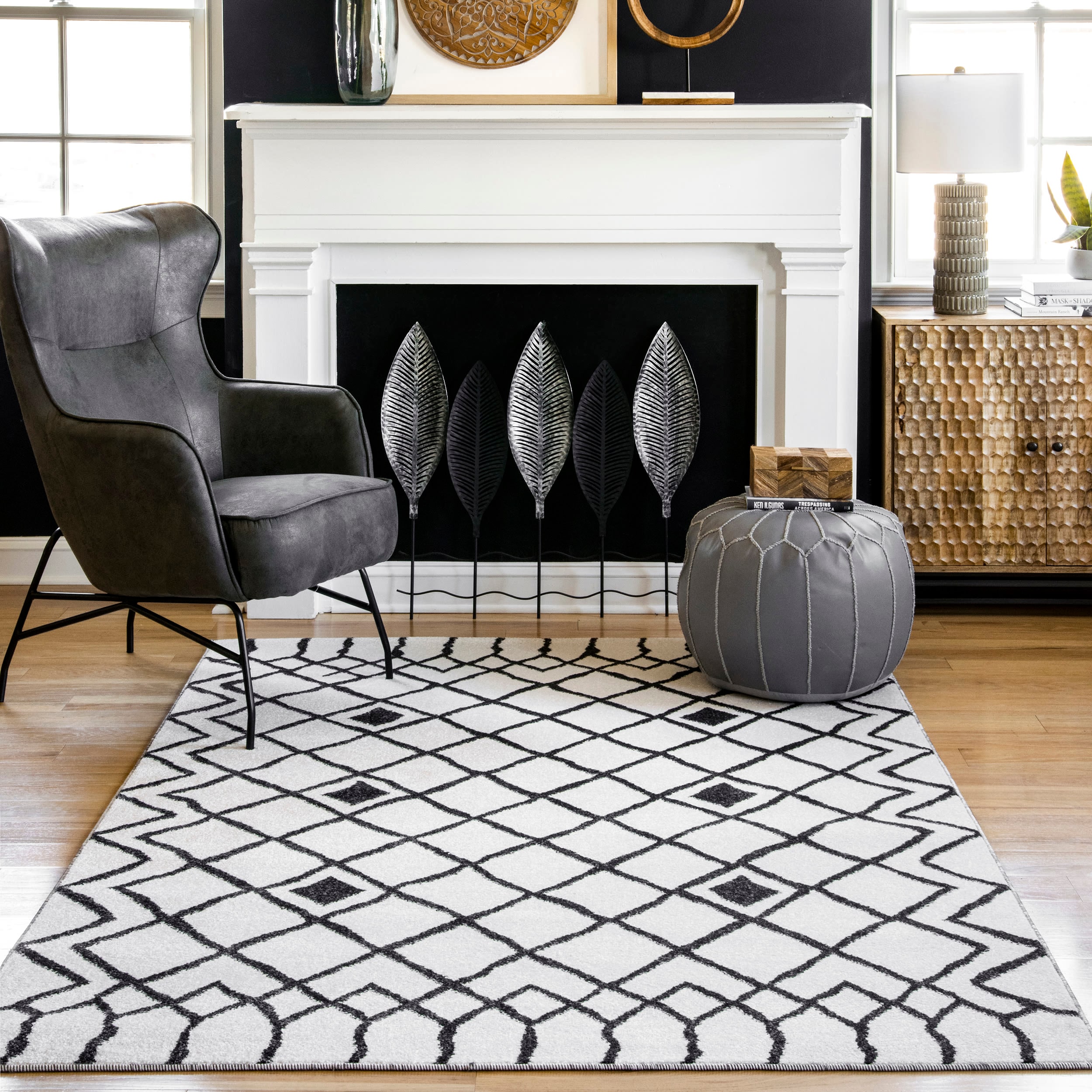 nuLOOM PSBO05A-6709 Remi 6 X 9 (ft) Black and White Indoor Geometric Area Rug