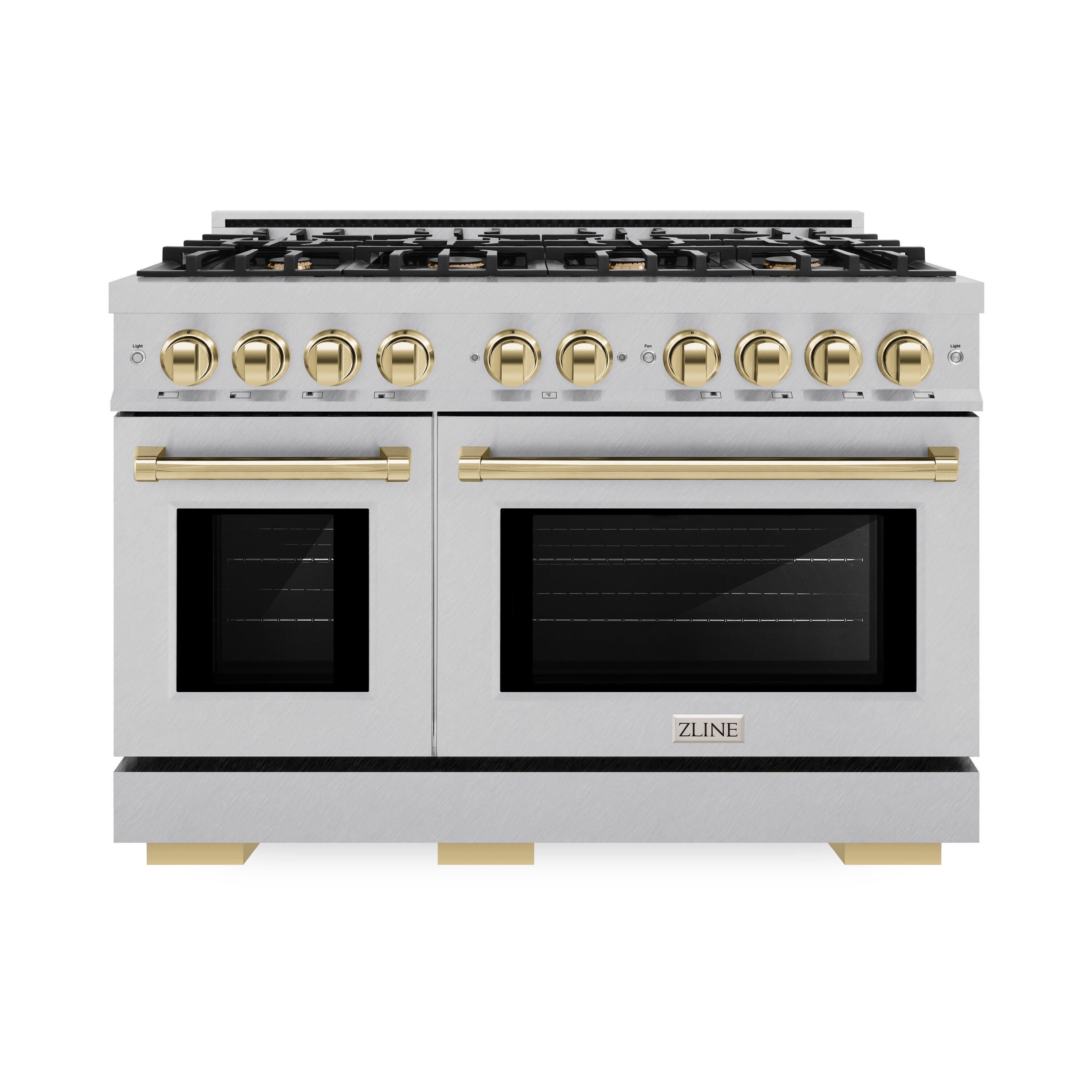 ZLINE KITCHEN & BATH HGRSZ-48-G Select 48-in 8 burners 4.2-cu ft / 2.5-cu ft Convection Oven Freestanding Liquid Propane Double Oven Gas Range ( Satin Stainless Steel, Polished Gold )