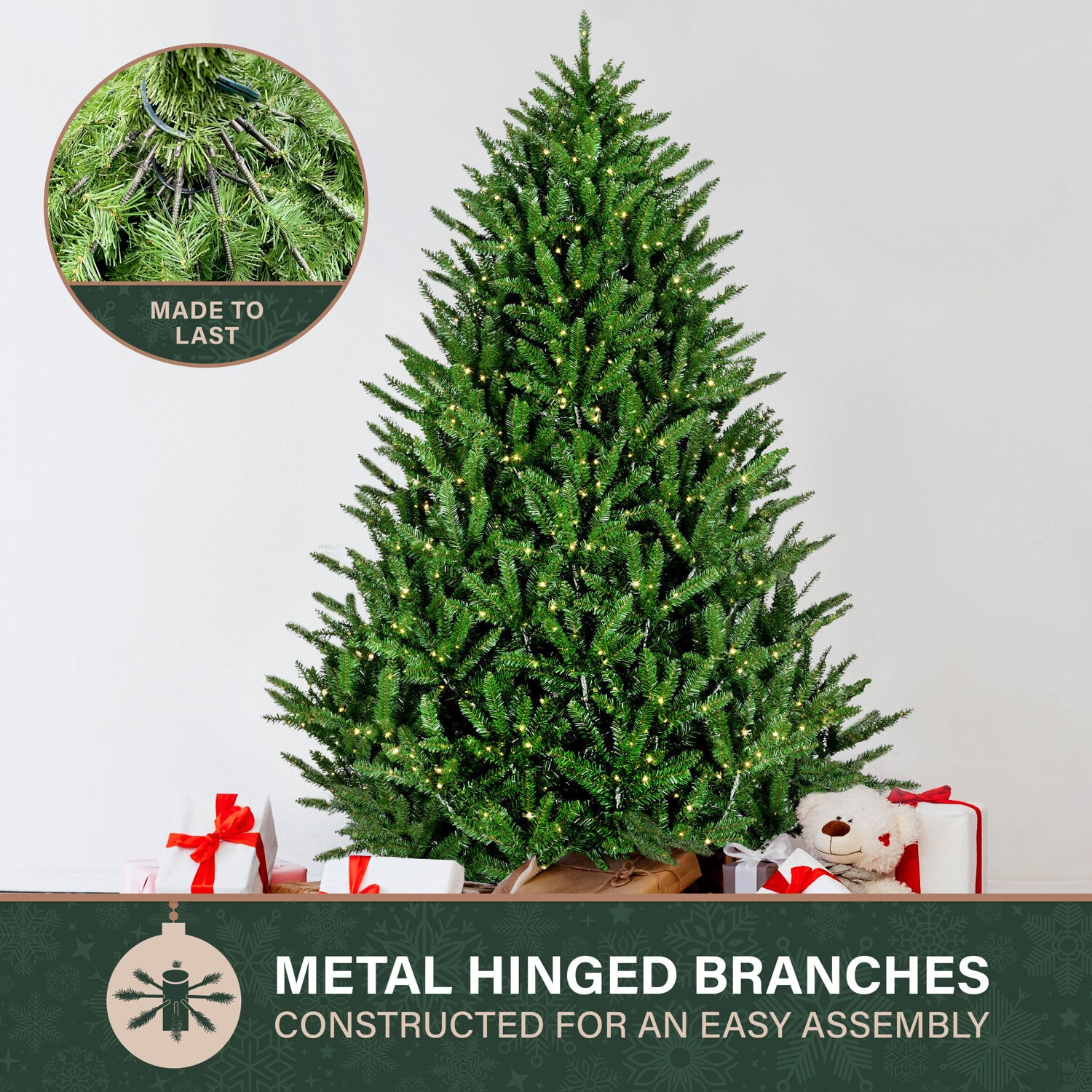 Fraser Hill Farm 7.5-ft Centerville Pine Artificial Christmas Tree with ...