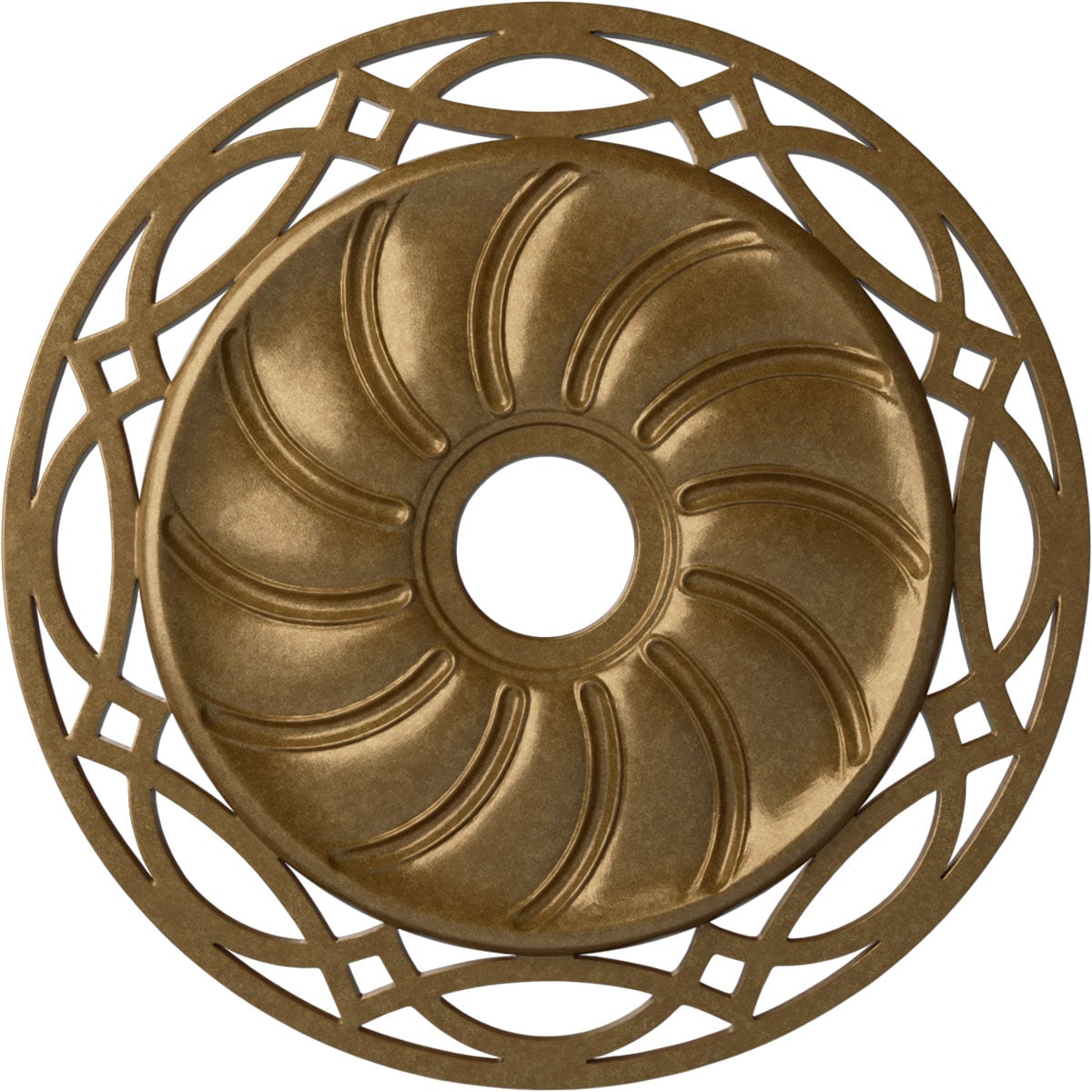 Ekena Millwork CM26LOPAS Loera 26.625-in W x 26.625-in L Painted Pale Gold Polyurethane Whole Ceiling Medallion