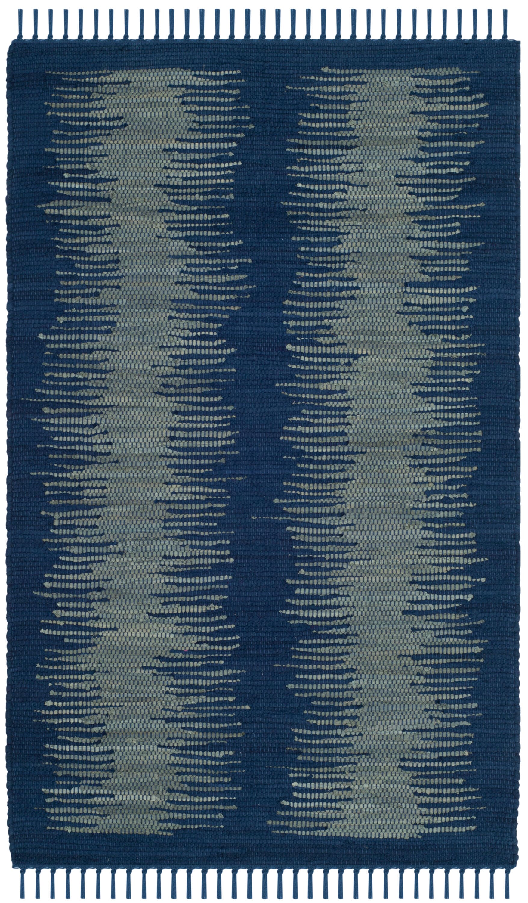 Coastal Charm Navy Cotton Flat Woven 3' x 5' Area Rug