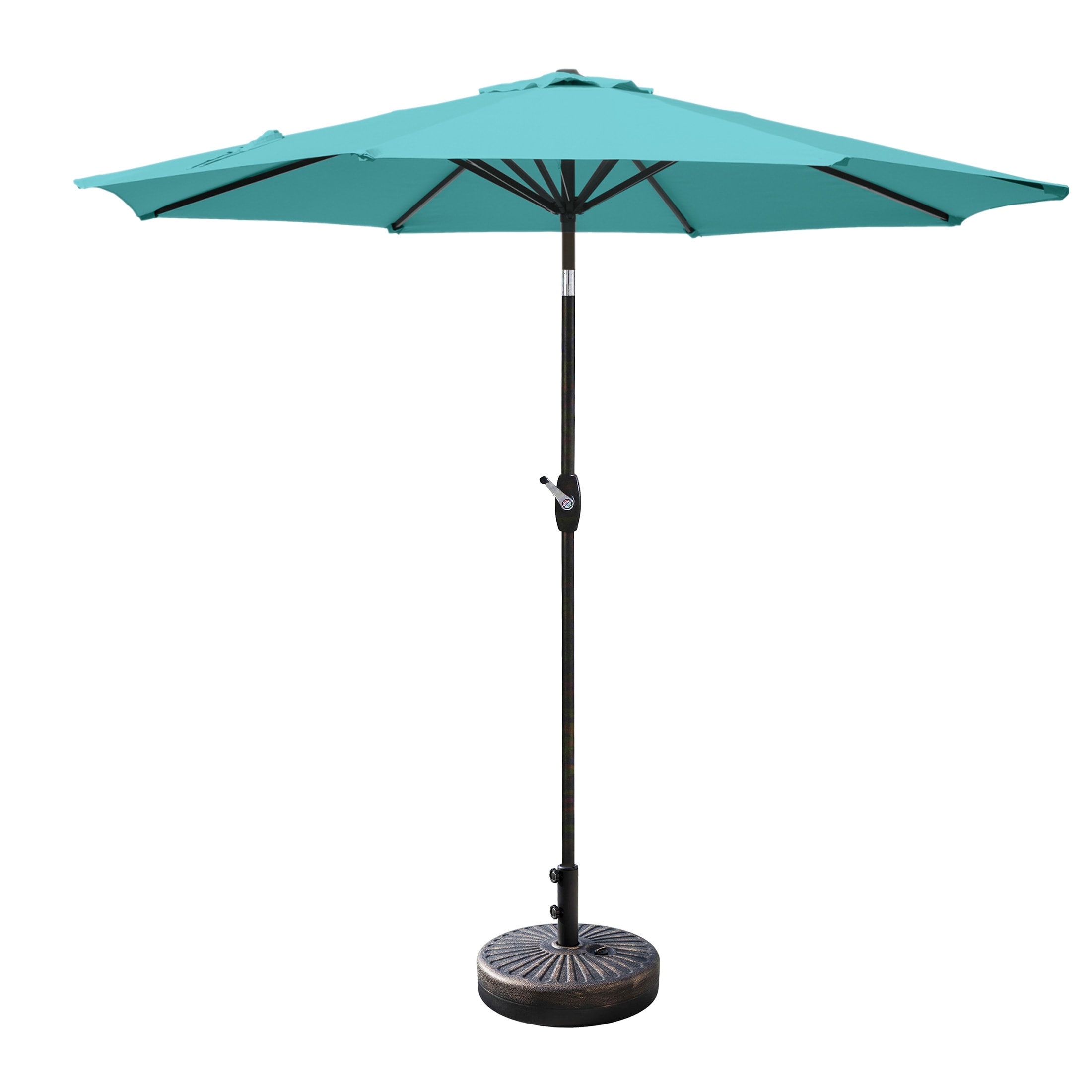 Turquoise 9-Foot Steel Patio Umbrella with Bronze Base