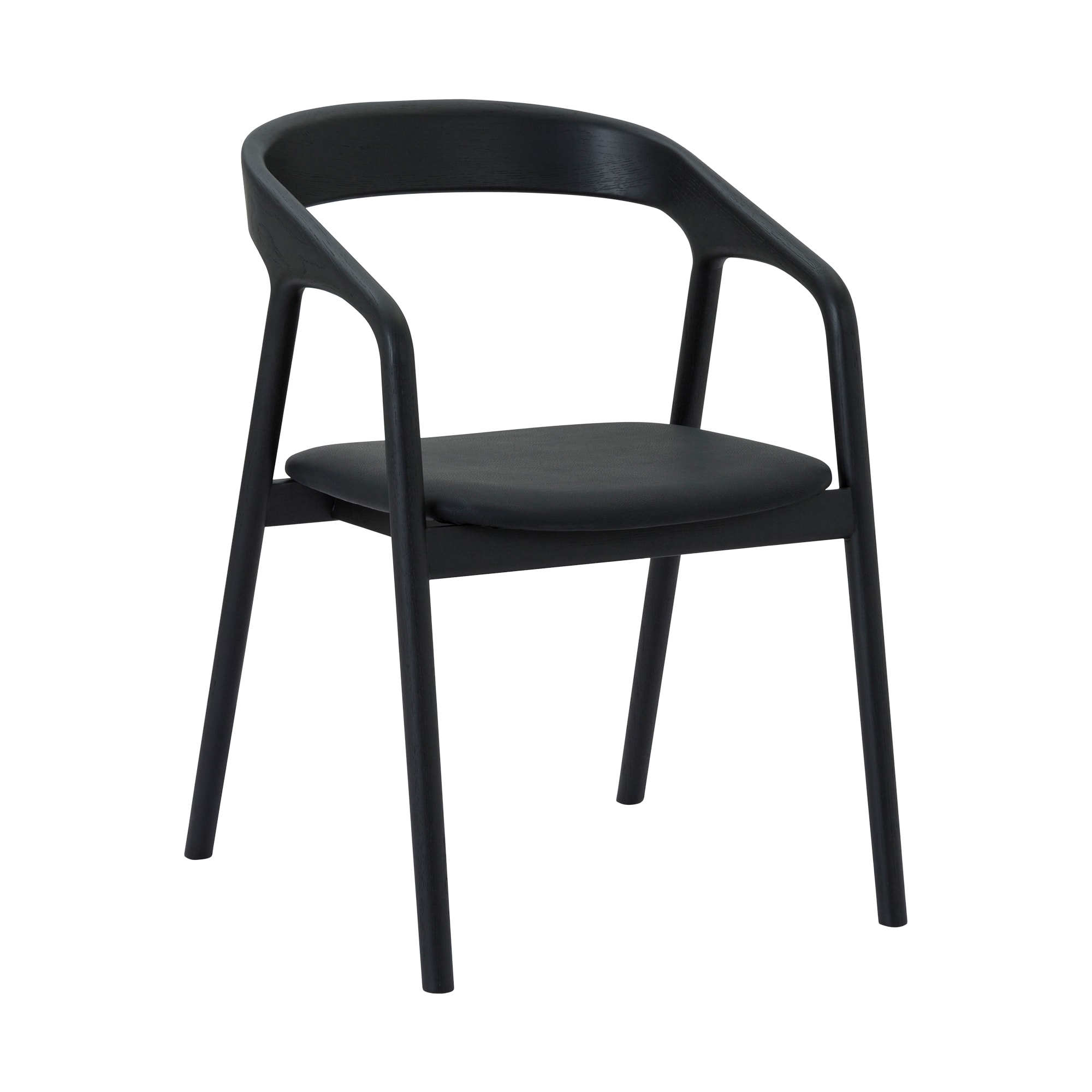 Armen Living LCAPSIBLK Set of 2 Contemporary/Modern Synthetic Upholstered Dining Arm Chair (Metal Frame)
