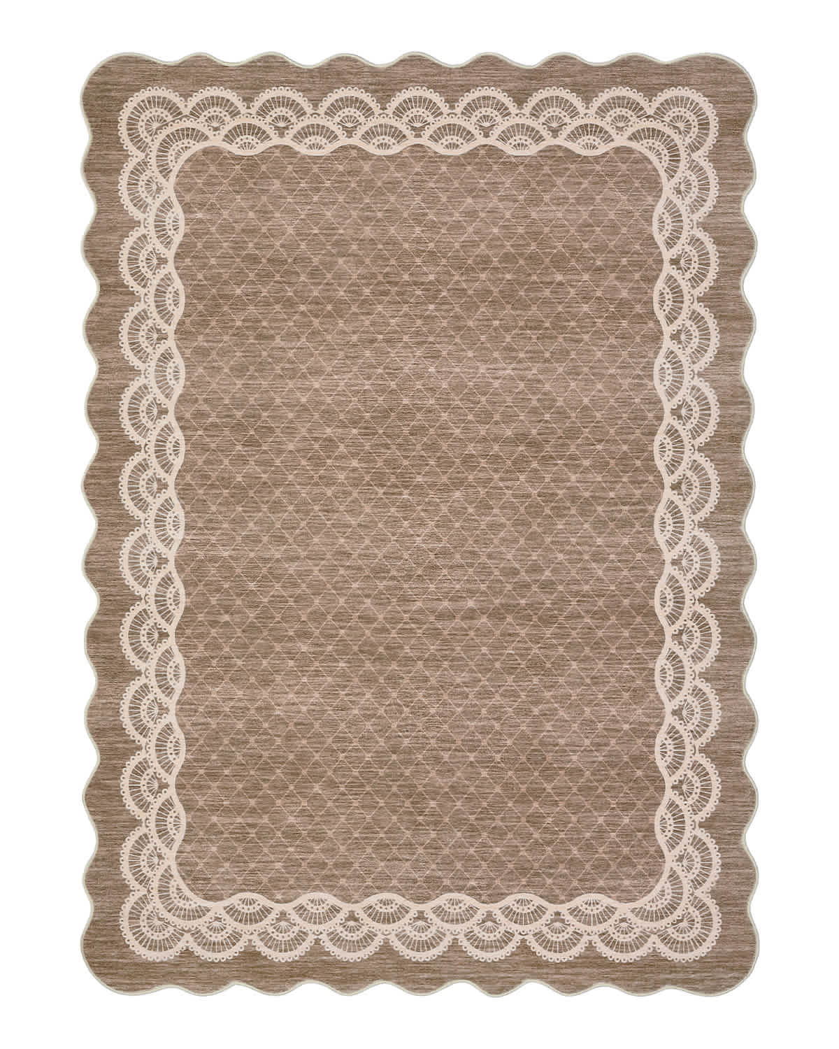 Qeetex SUNNY-PHK-35GQSB63 8 x 10 ft Taupe Scalloped Bedroom Living Room Dining Room Nursery Playroom Polyester Rectangular Soft Non Slip Modern Area Rug