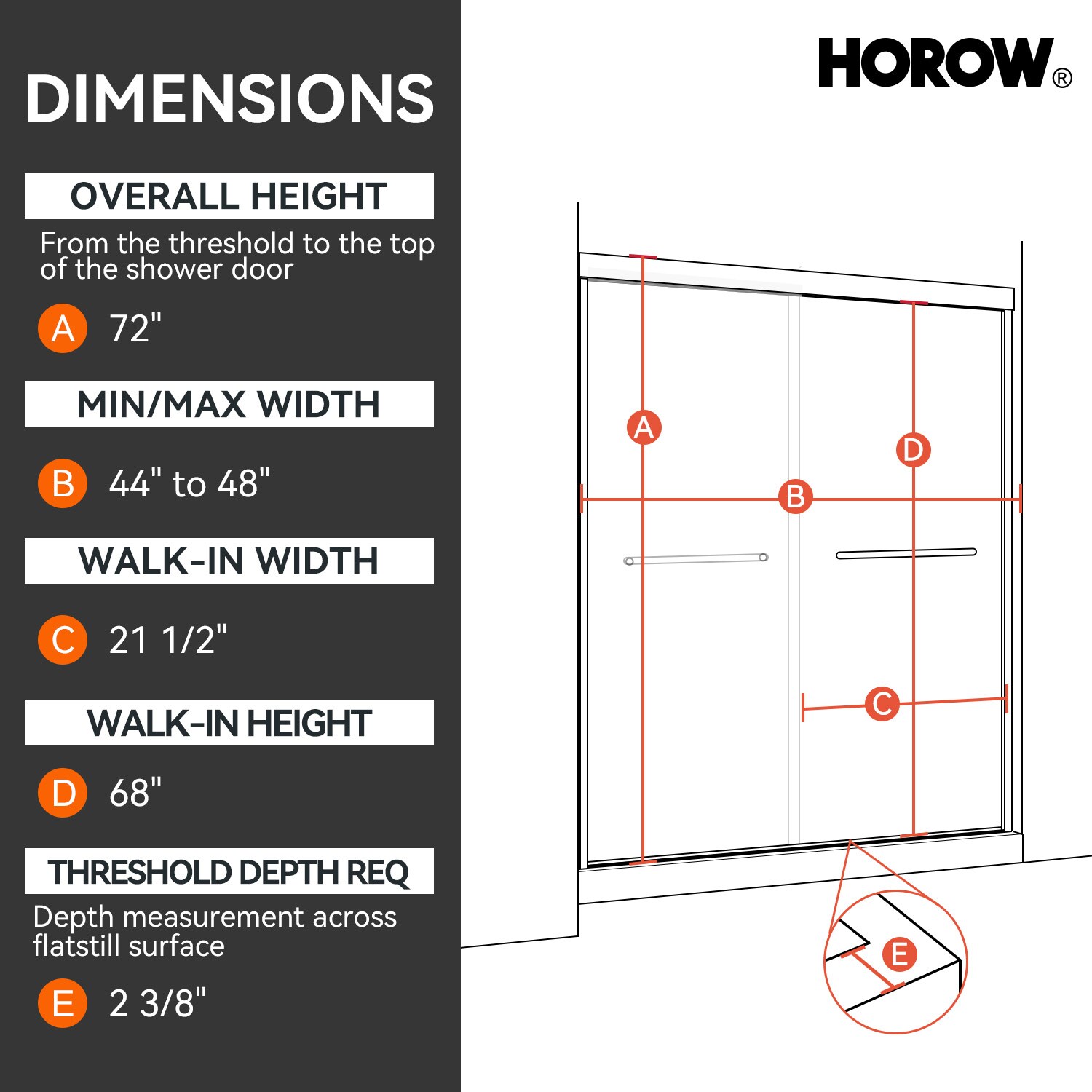 HOROW SD-SU48-MB-R Shower-Doors - View #7
