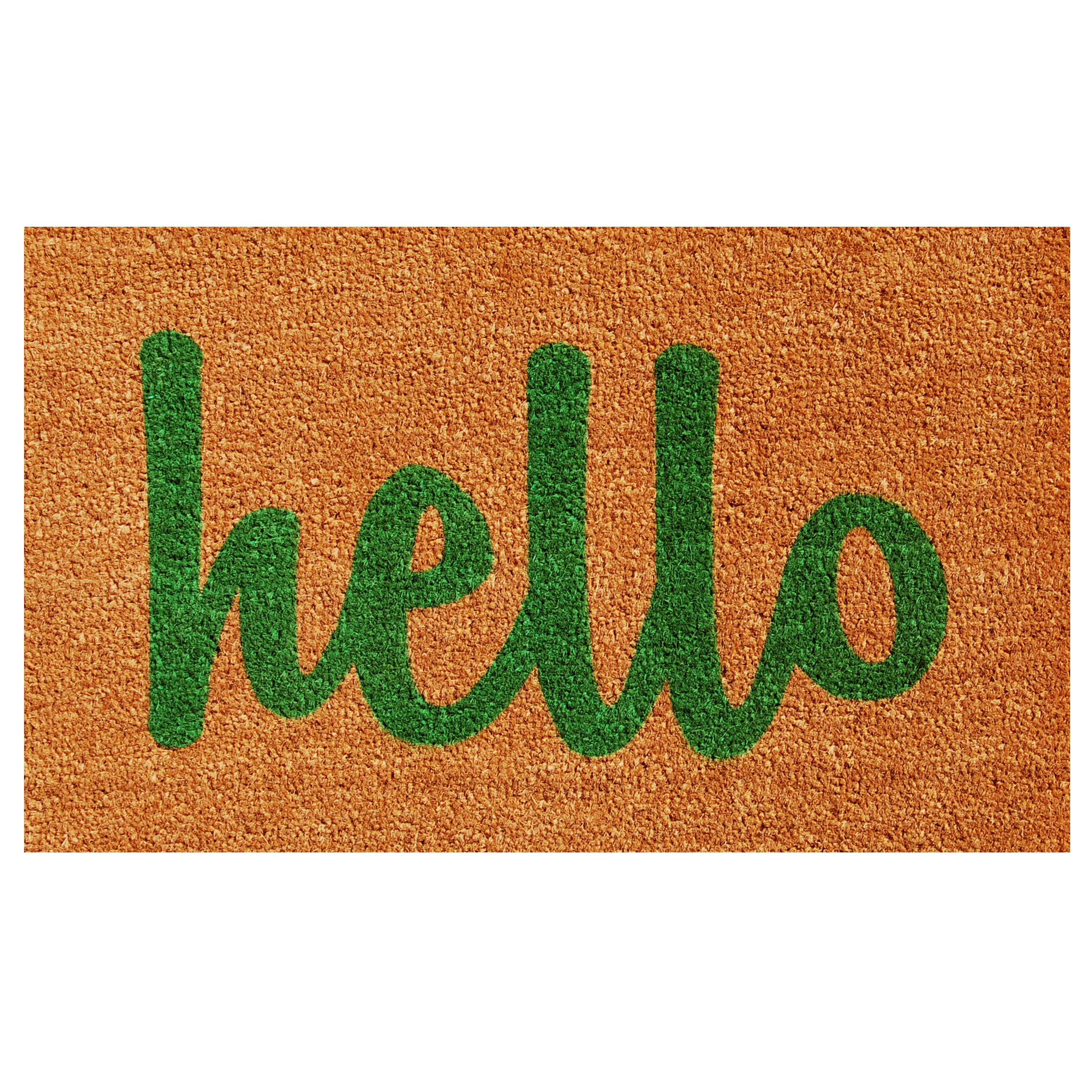 Callowaymills 100382436NGS 2-ft x 3-ft Natural/Green Coir/Vinyl Rectangular Indoor or outdoor Decorative Hello Door mat